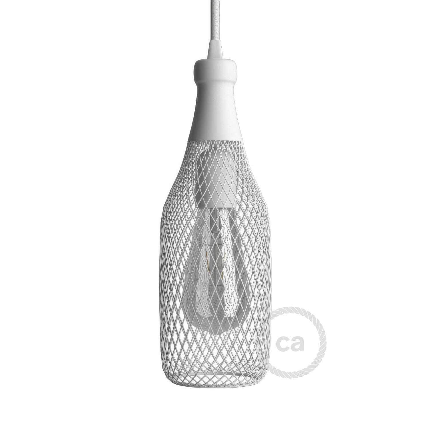 Lampenschirm-Gitter Magnum-Flasche aus Metall - Weiß