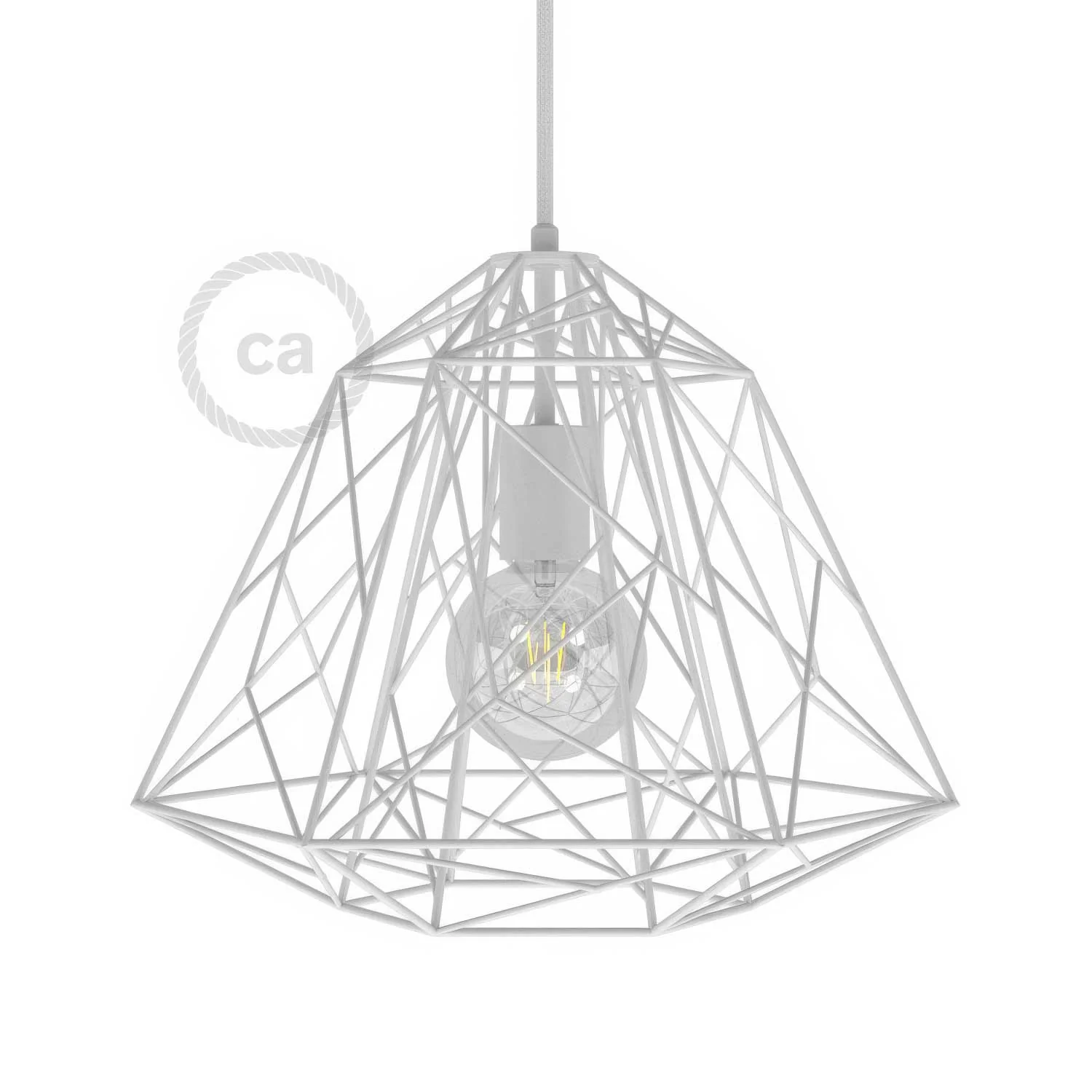 Apollo Gitter XL Lampenschirm aus Metall mit E27-Fassung – Weiß