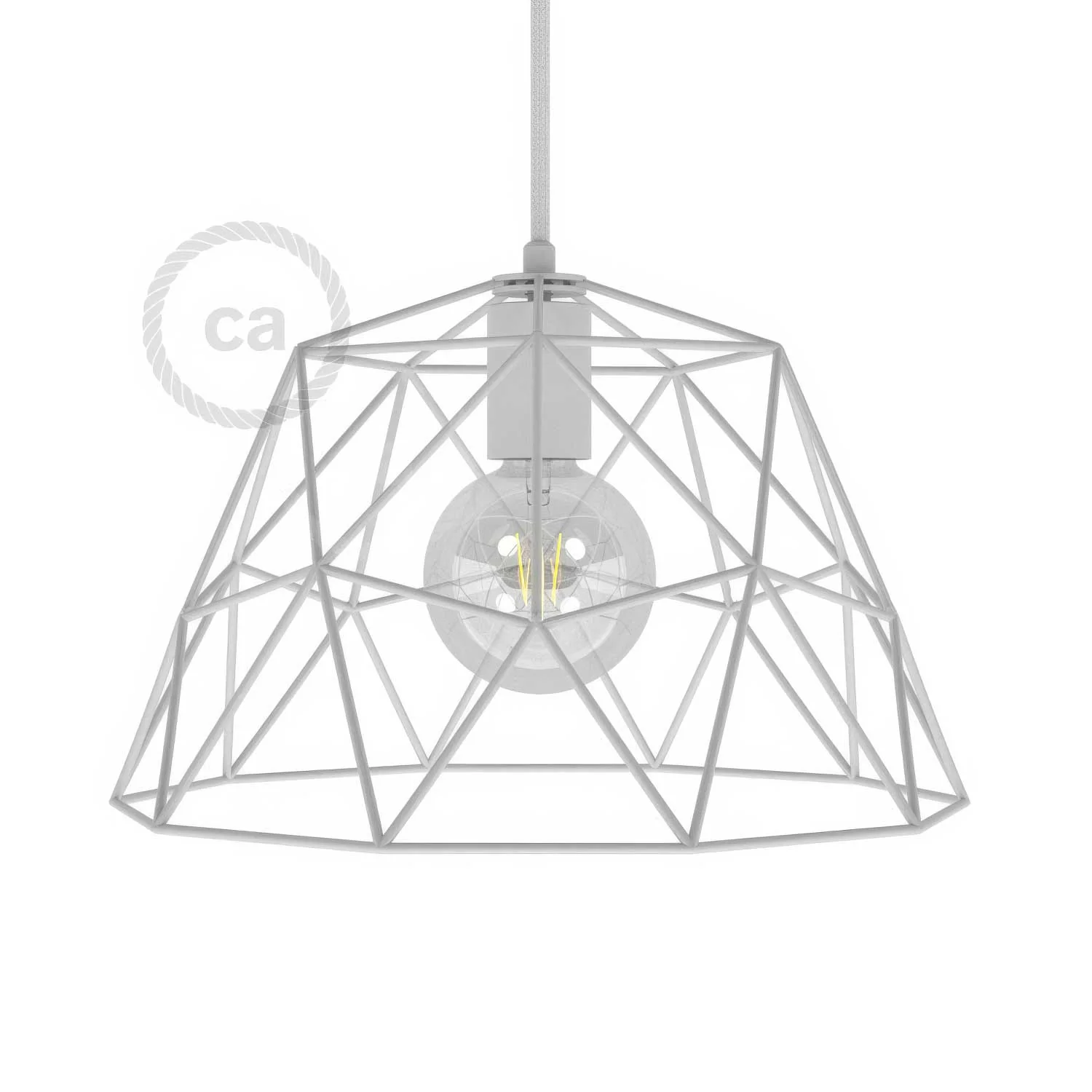 XL Käfig Lampenschirm Dome aus Metall mit E27 Lampenfassung - Weiß