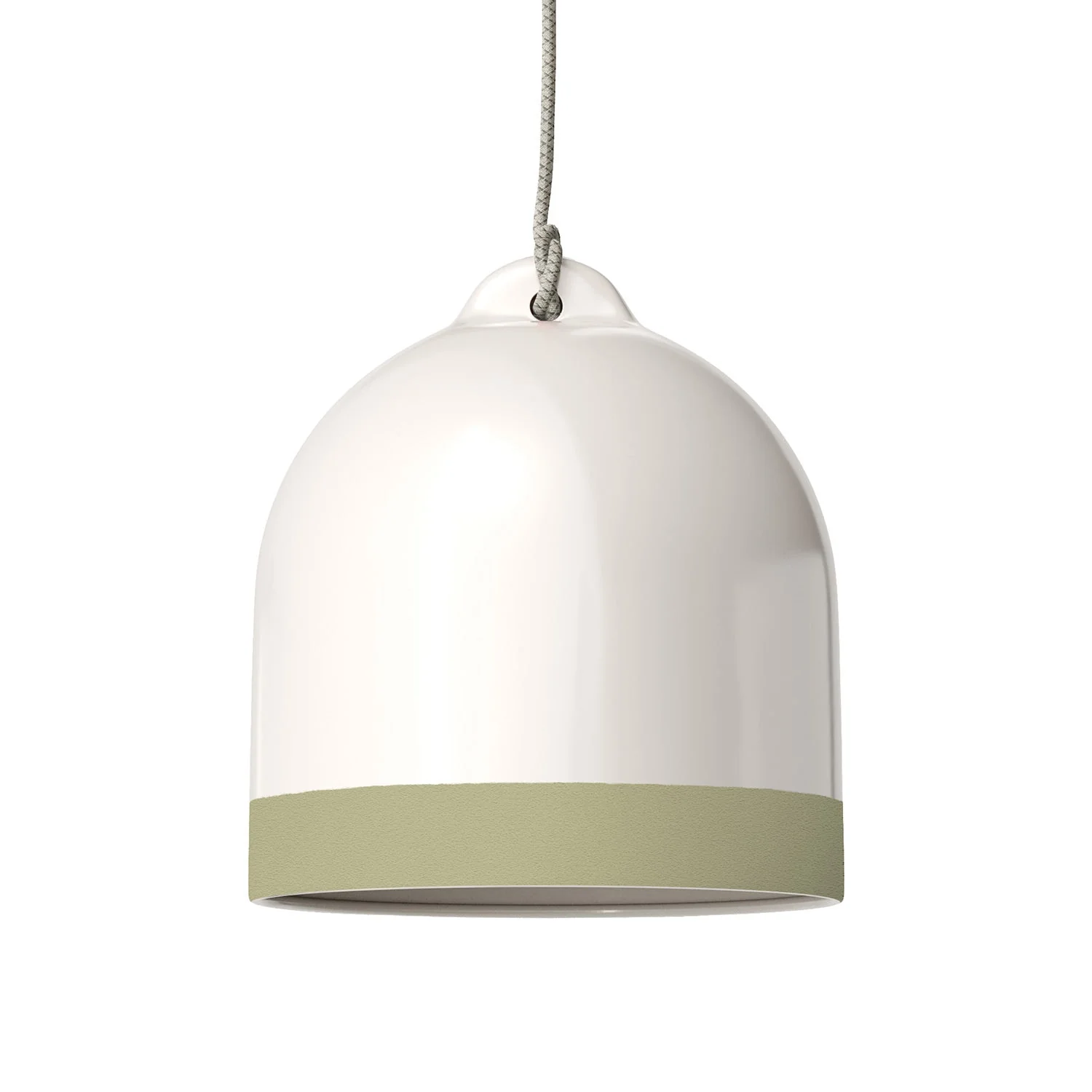 Lampenschirm Campana M zweifarbig aus Keramik, Weiß und Salbeigrün, Kollektion Materia – Made in Italy