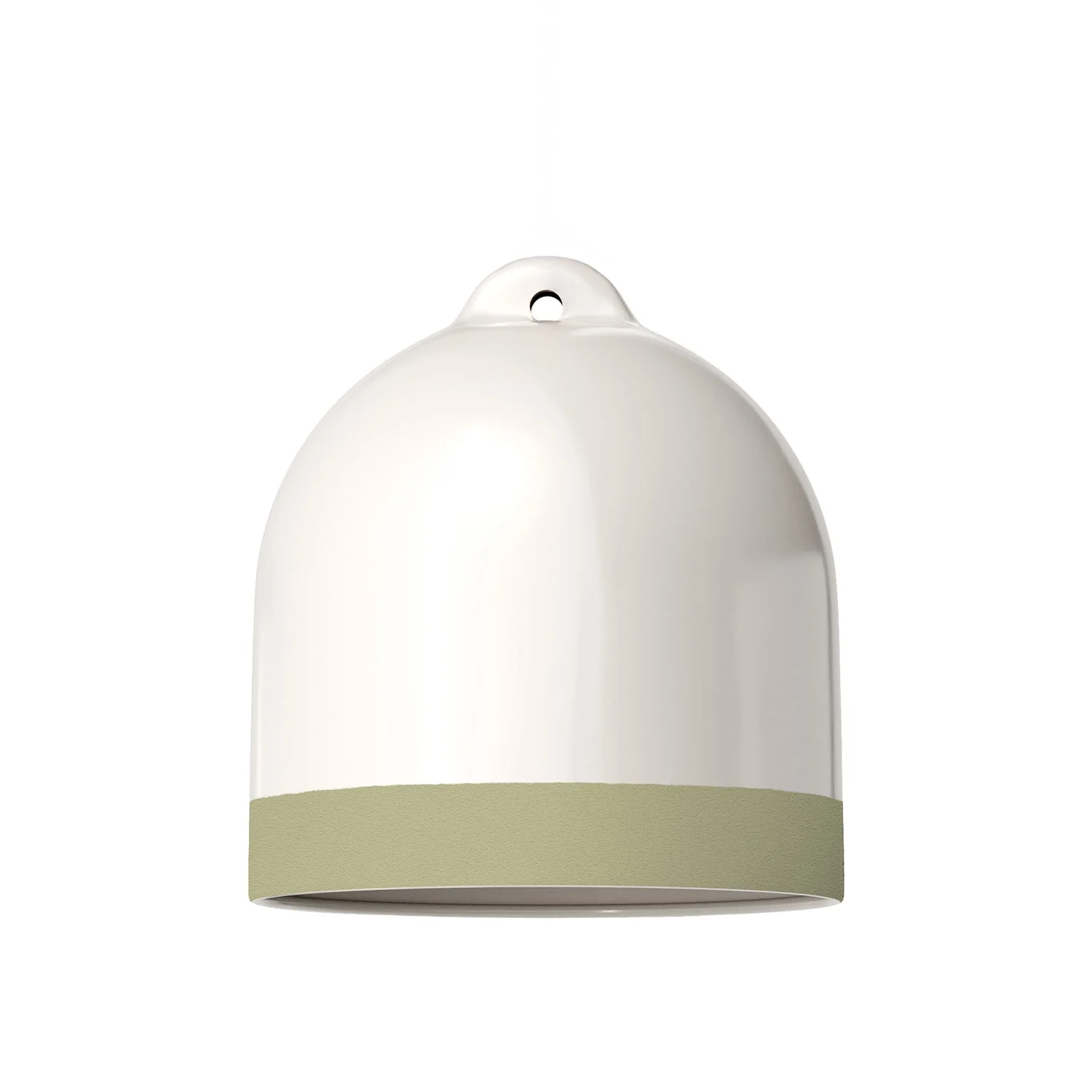 Lampenschirm Campana M zweifarbig aus Keramik, Weiß und Salbeigrün, Kollektion Materia – Made in Italy - Image 3
