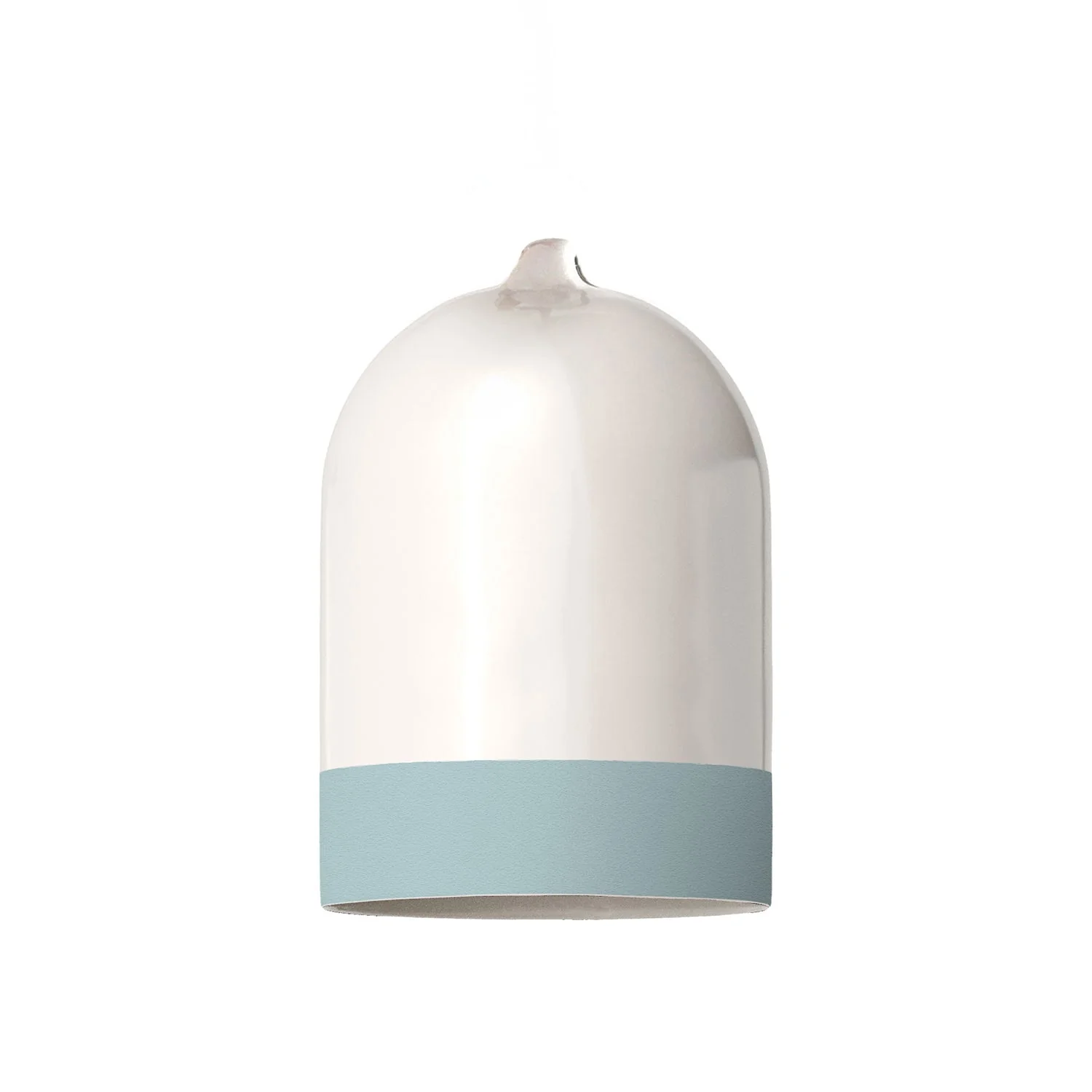 Lampenschirm Campana Mini XS zweifarbig aus Keramik Weiß und Hellblau, Kollektion Materia – Made in Italy - Image 3