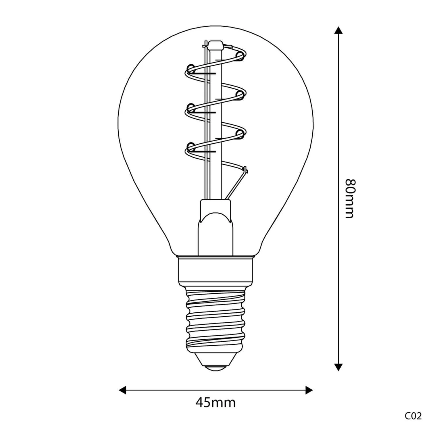 LED-Glühbirne Gold Carbon Line Spiral-Filament Mini Globe G45 2,2W 136Lm E14 1800K dimmbar - C02 - Image 3