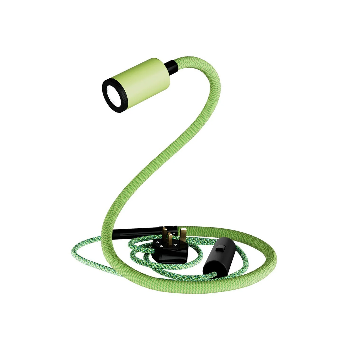 GU1d-one Pastell – Verstellbare Leuchte ohne Basis mit Mini-LED-Spot und Stecker UK – Wiesengrün