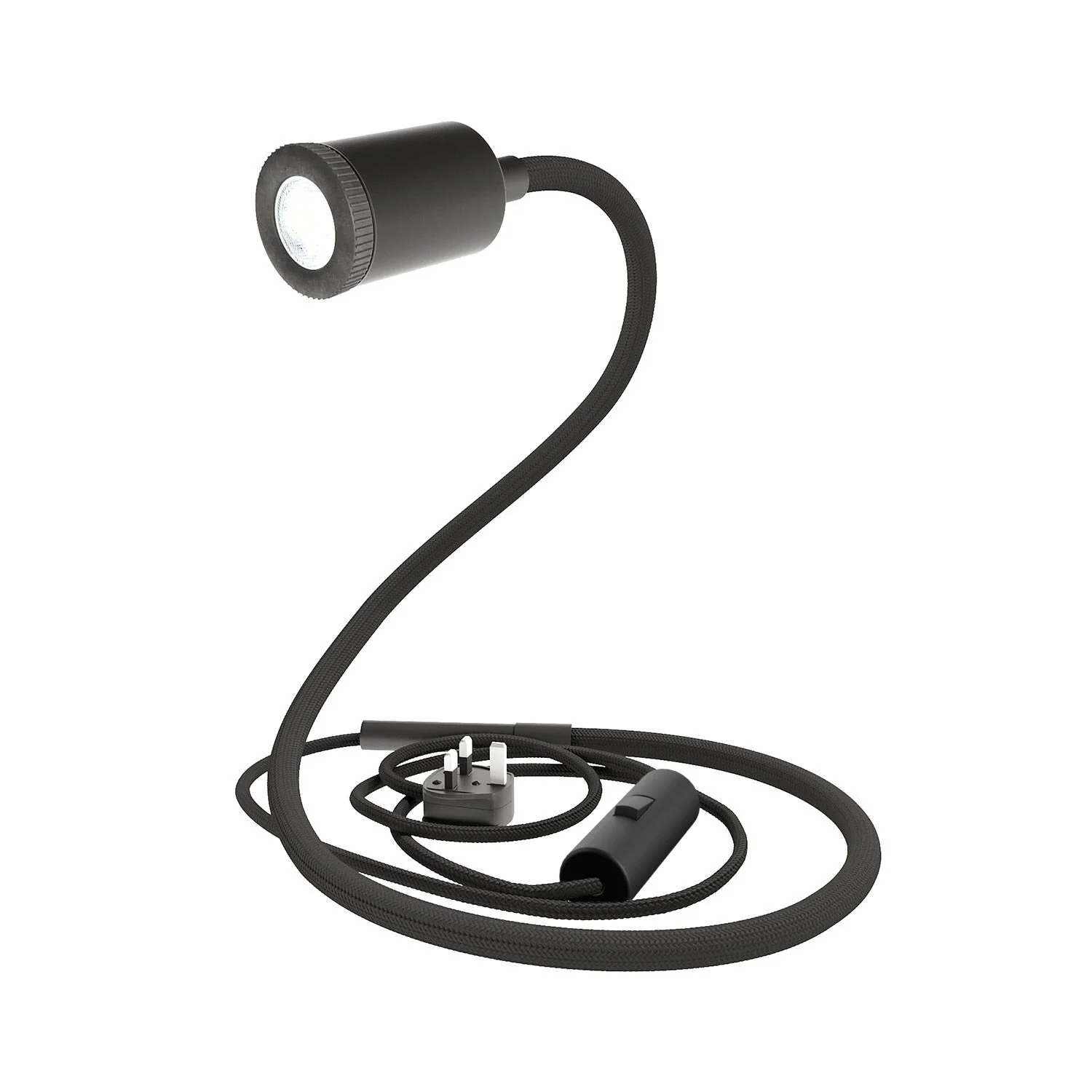 GU1d-one Gelenkstrahler-Lampe ohne Basis mit Mini-LED-Spot und UK-Stecker – Schwarz