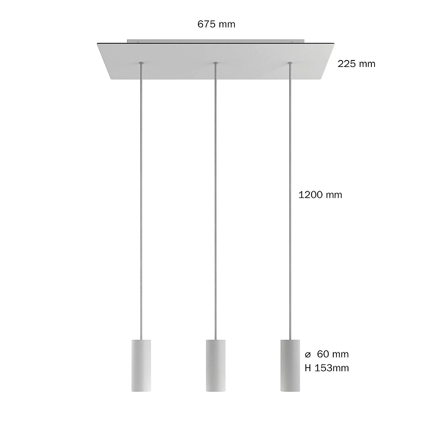 Pendelleuchte mit 3 Abhängungen und XXL Rose-One rechteckig 675 mm mit Tub-E14-Metall-Lampenschirm – Matt-Schwarz - Image 6
