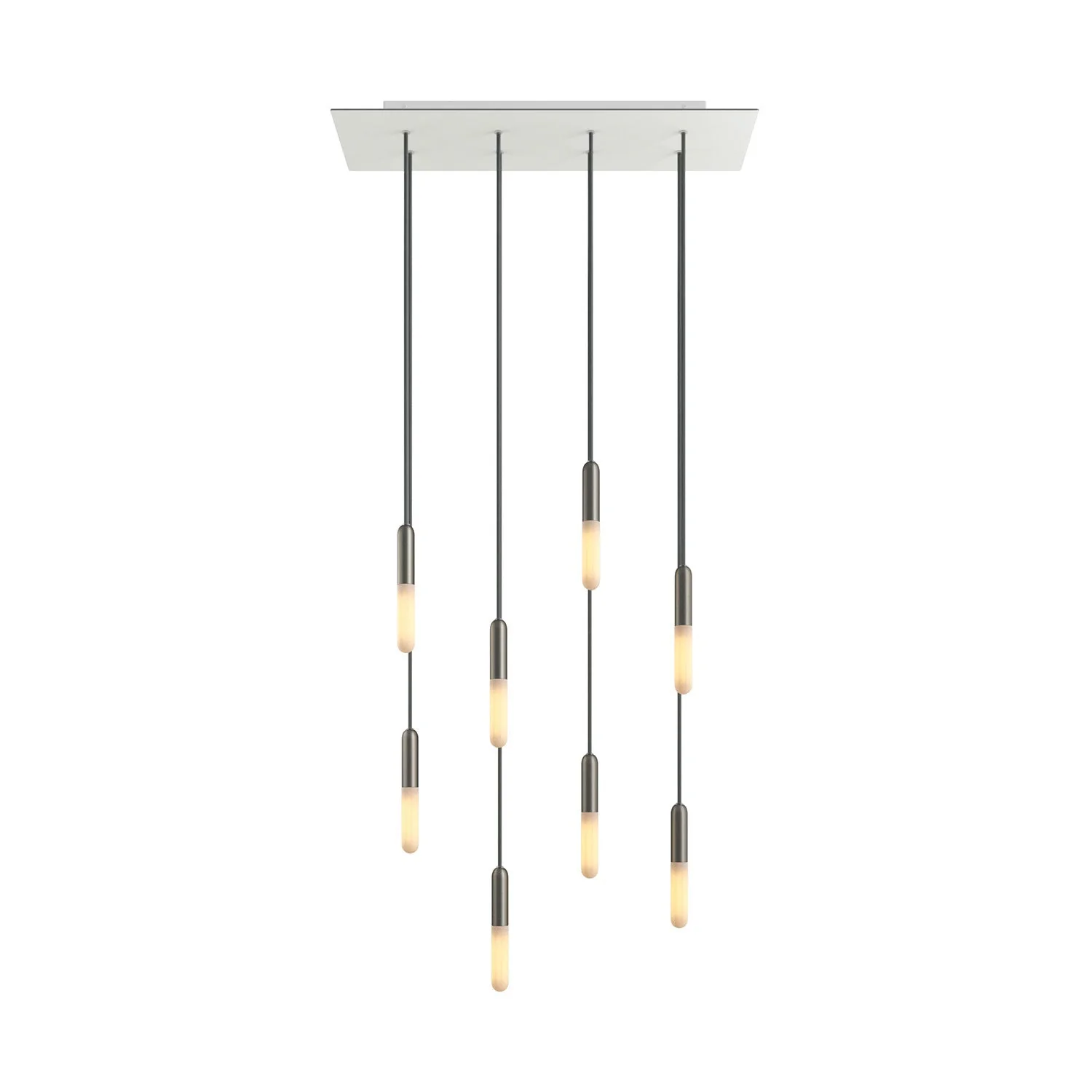 Pendelleuchte mit 8 Abhängungen und XXL Rose-One Rechteck 675 mm mit Metall-Finish – Mattweiß