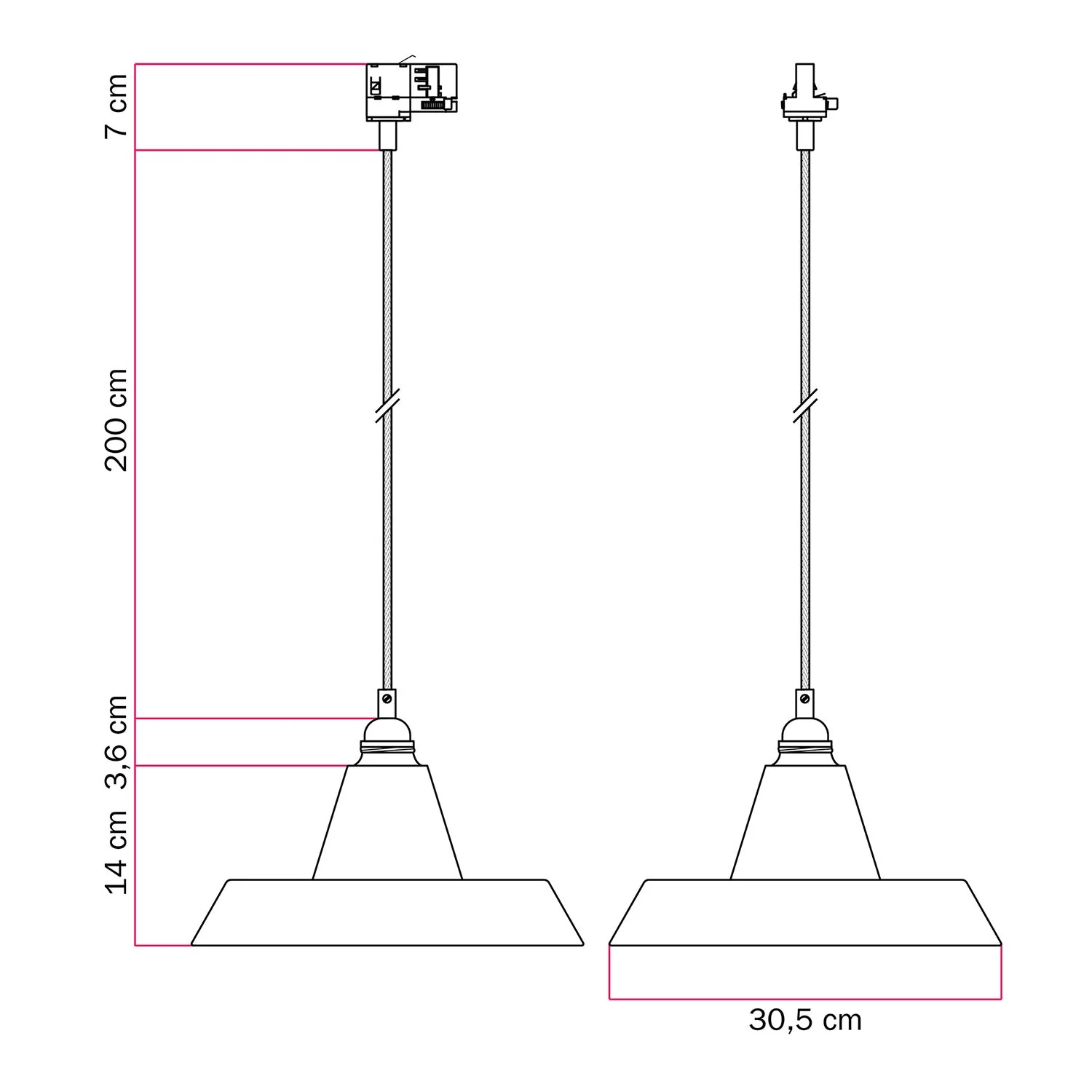 Pendelleuchte mit Industrieschirm aus Keramik – für Schienensysteme – Glänzend Weiß - Image 6