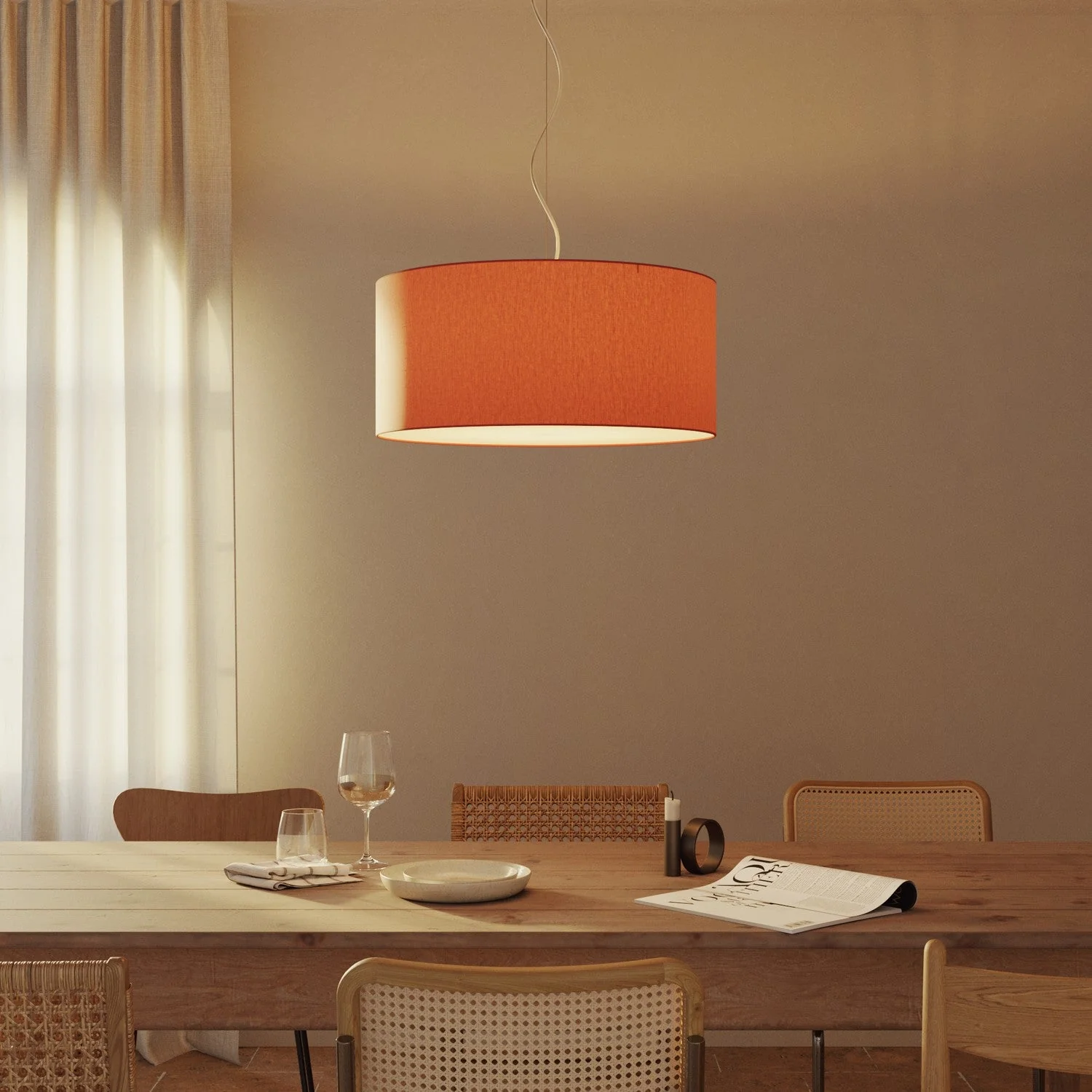 Pendelleuchte mit Stoffschirm Cilindro Large – Made in Italy – Cinette Lobster - Image 8