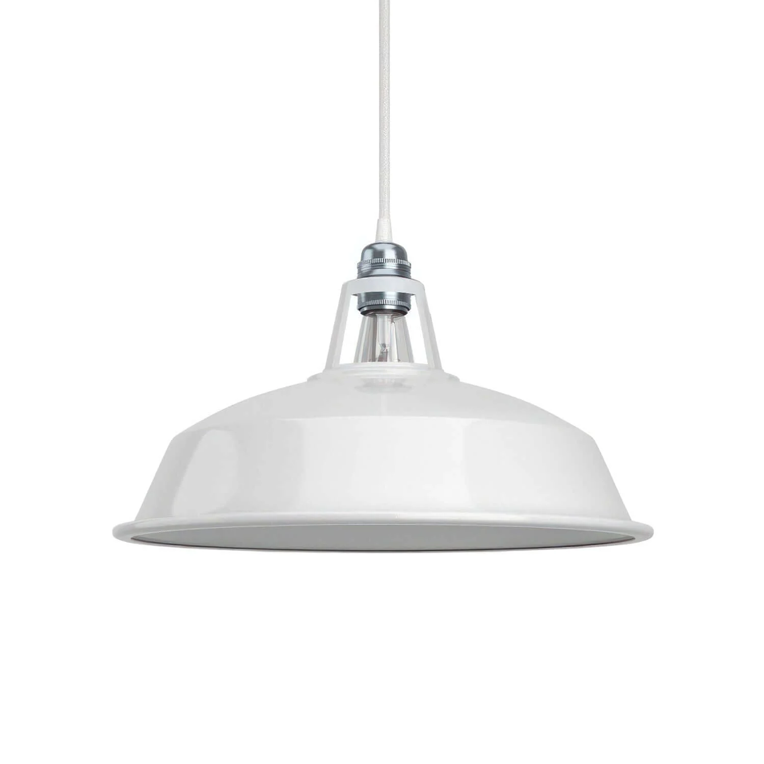 Harbour-Schirm aus emailliertem Metall mit E27-Fassung, Durchmesser 38 cm – Weiß