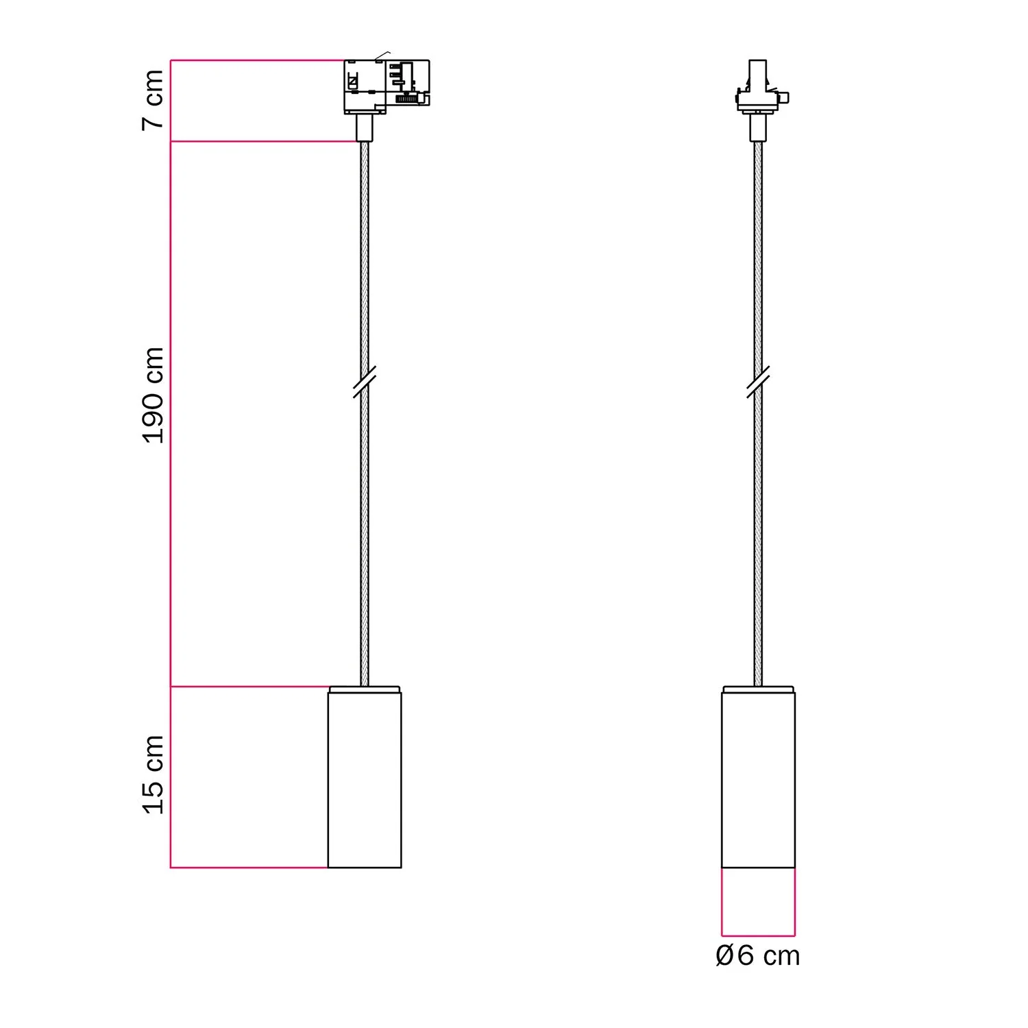 Pendelleuchte für Schienensystem mit Textilkabel und Tub-E14 - Neutral - Image 6
