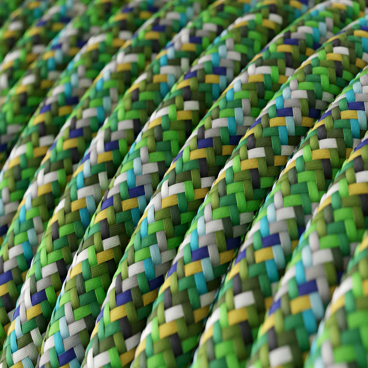 Pendelleuchte komplett mit Textilkabel, keramischem Coppa-Schirm und Metallteilen – Evergreen gestreift - Image 4