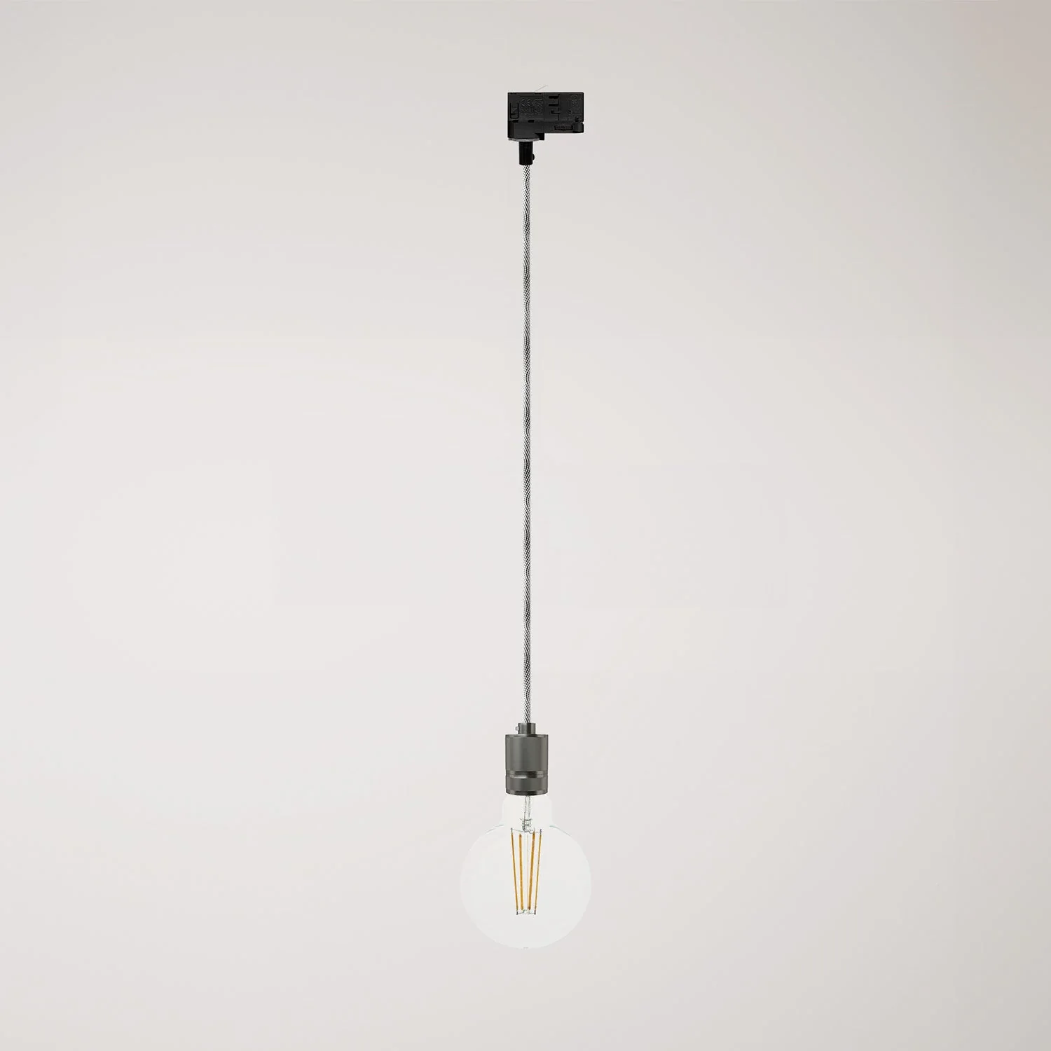 Pendelleuchte mit geriffeltem Aluminium-Lampenträger für Schienensystem – Satin Titan