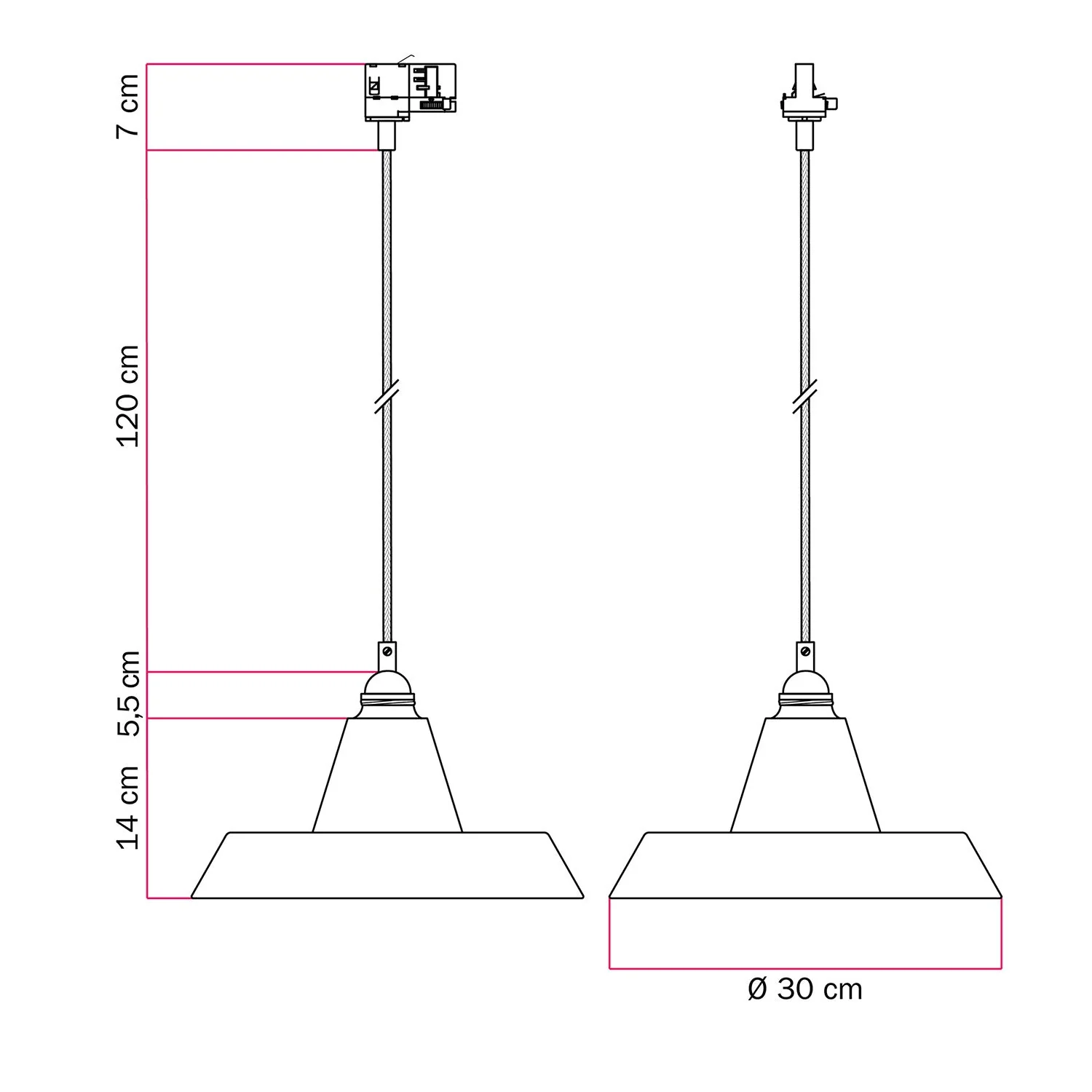 Pendelleuchte mit Keramikschirm Industrie an Schiene – Schwarz - Image 6