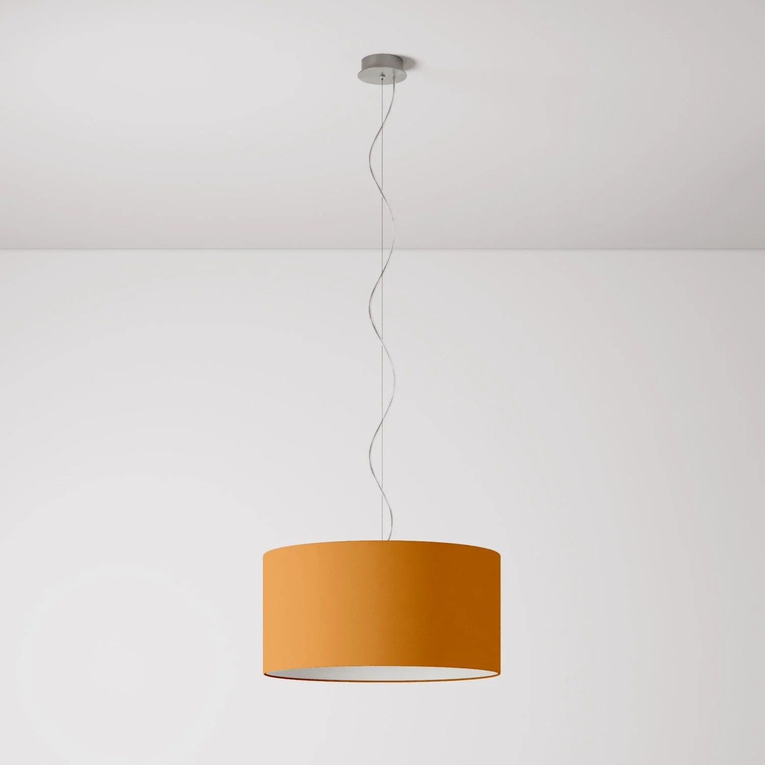 Pendelleuchte mit Stoffschirm Zylinder Medium Teletta Mandarine – Made in Italy
