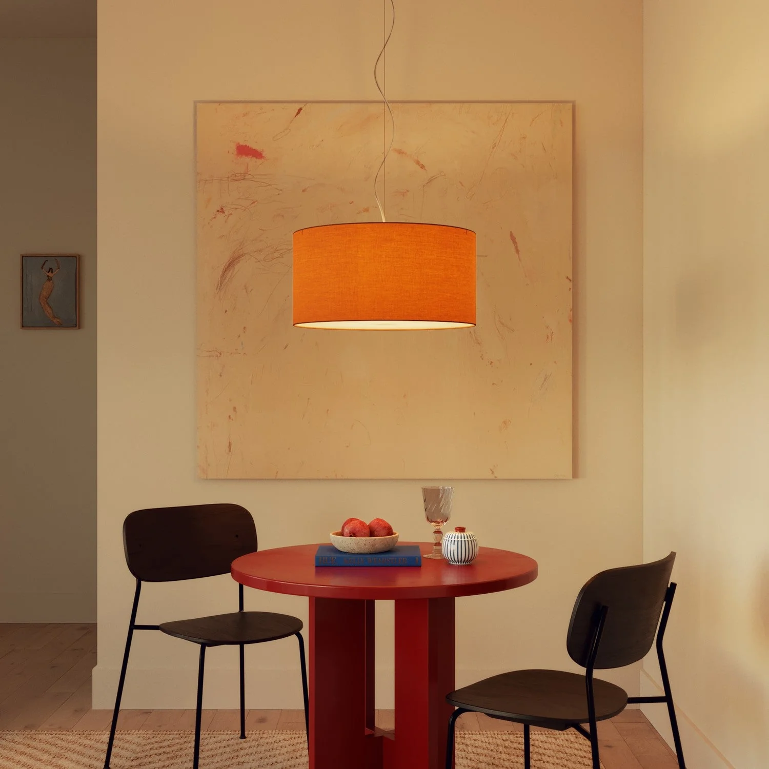 Pendelleuchte mit Stoffschirm Zylinder Medium Teletta Mandarine – Made in Italy - Image 2
