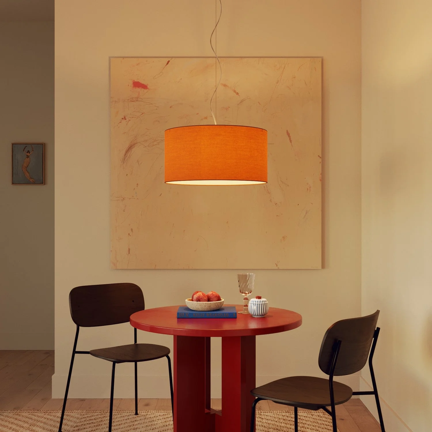 Pendelleuchte mit Stoffschirm Zylinder Medium Teletta Mandarine – Made in Italy - Image 8