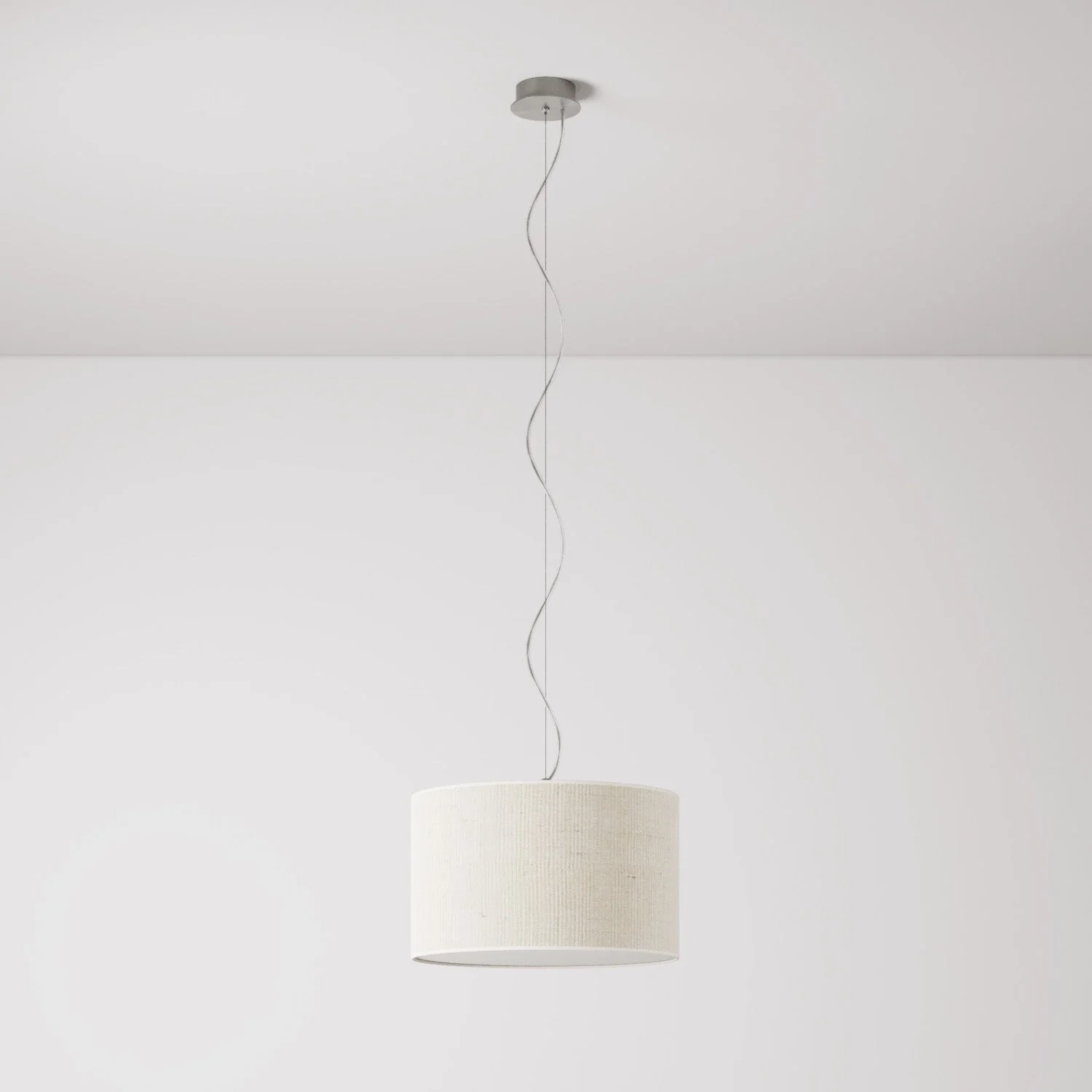 Pendelleuchte mit Stoffschirm Zylinder Small Helles Jute – Made in Italy - Image 7