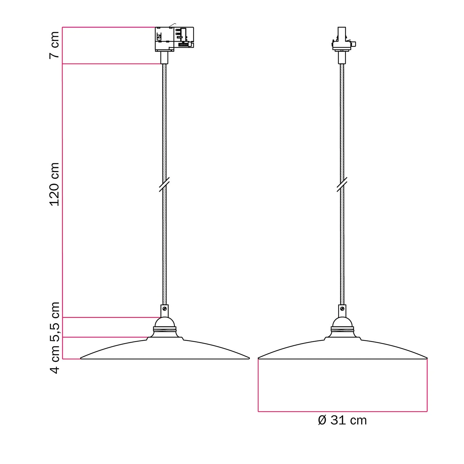Pendelleuchte mit flachem Keramik-Lampenschirm für Schienensysteme – Corten-Effekt - Image 6