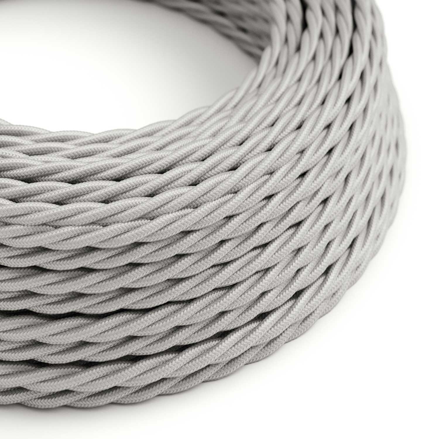 Geflochtenes Beleuchtungskabel in glänzendem Silber - Das Original von Creative Cables, für Lampen und Kronleuchter - TM02