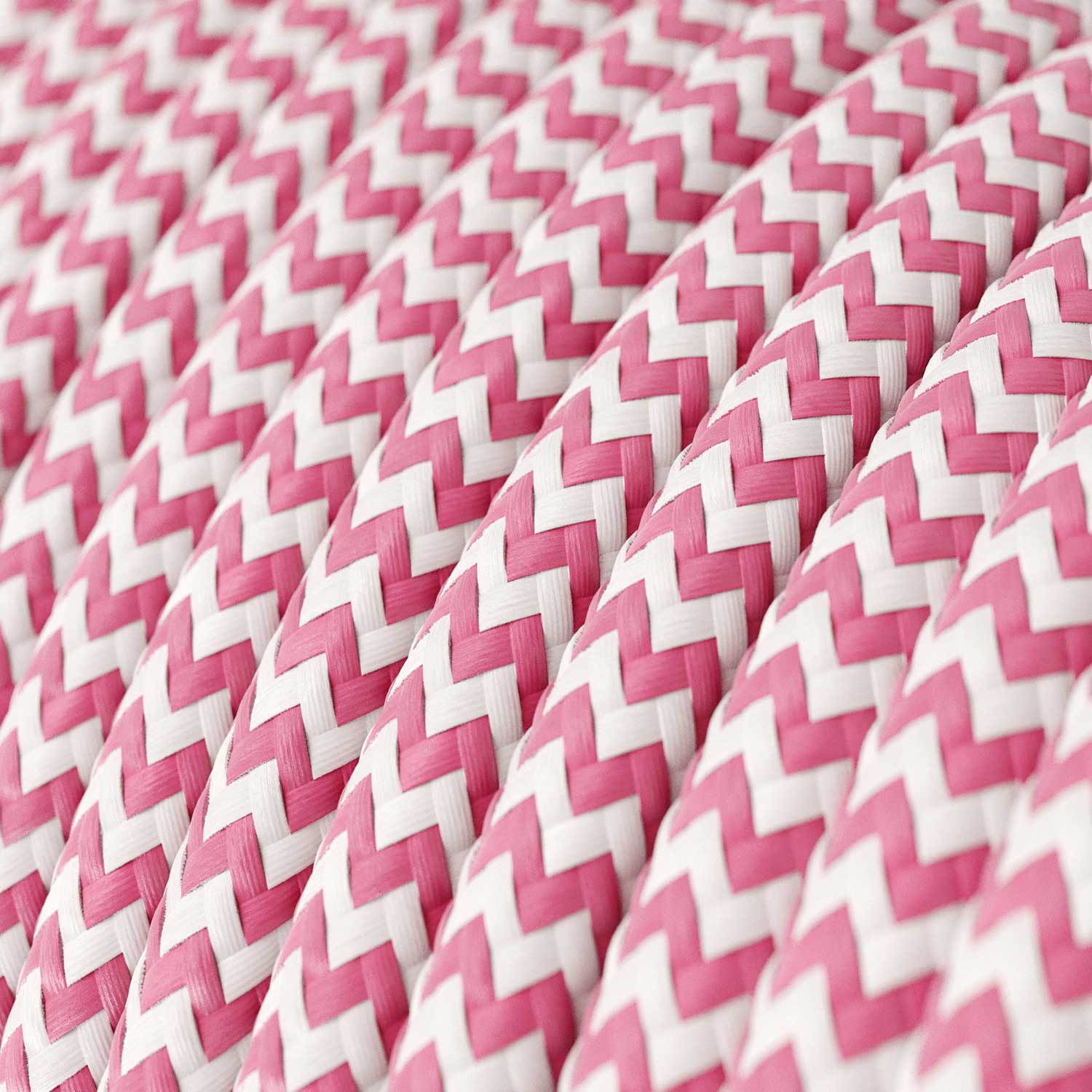 Stromkabel für Beleuchtung glänzend Fuchsia-Rosa und Optic-Weiß-ZigZag – Das Original Creative Cables, für moderne Lampen – RZ08 - Image 2