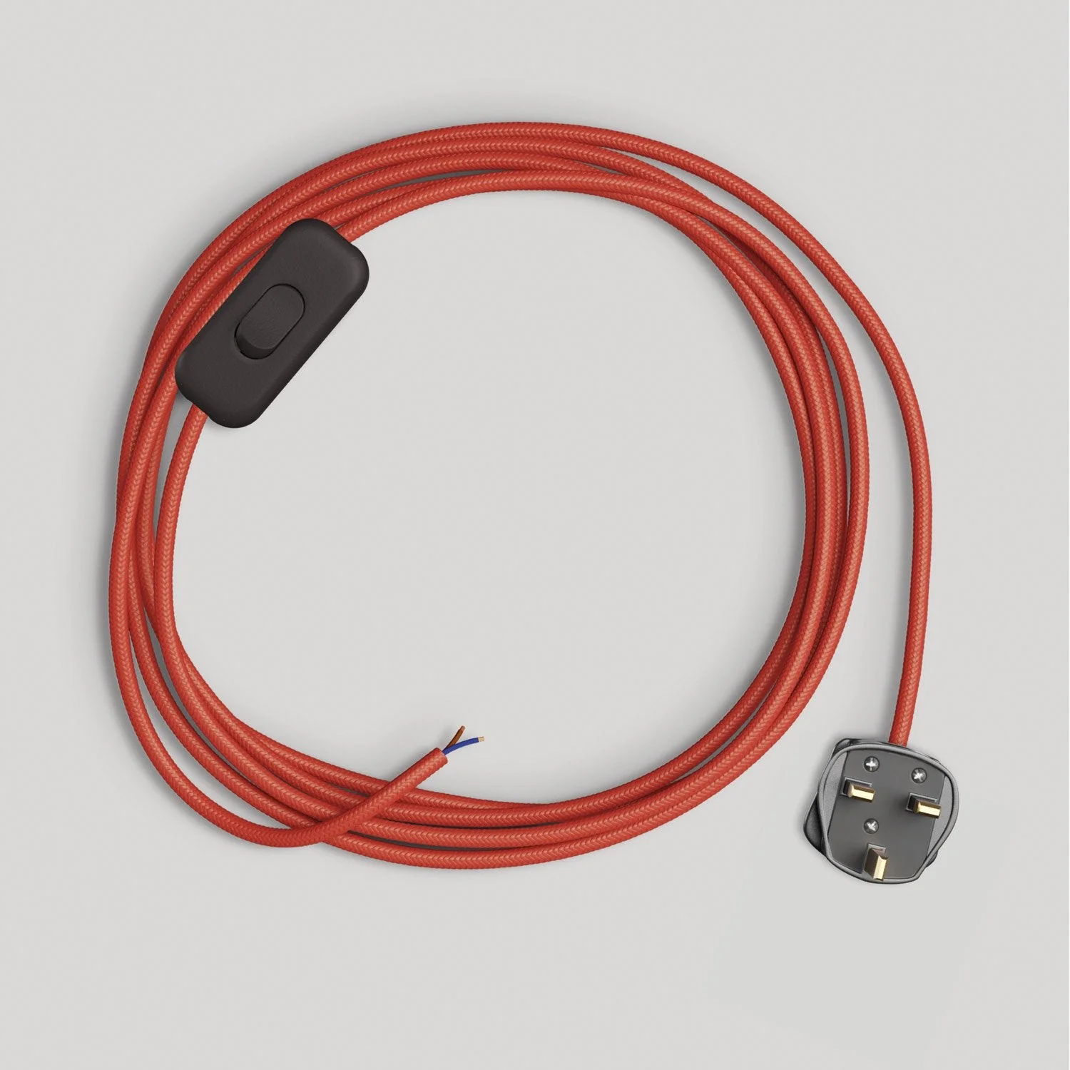 Lampenkabel mit glänzend rotem 1,80 m Kabel und UK-Stecker