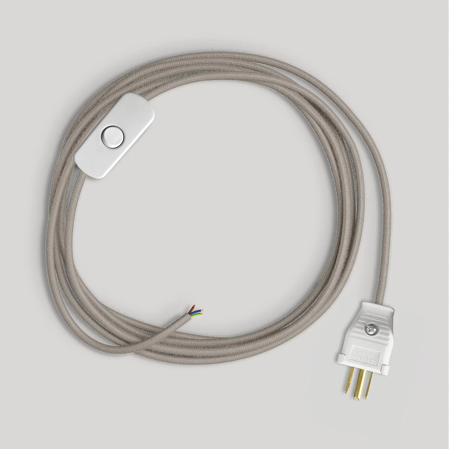Anschlussgarnitur für Lampe mit Taubengrau-Baumwollkabel 6 ft