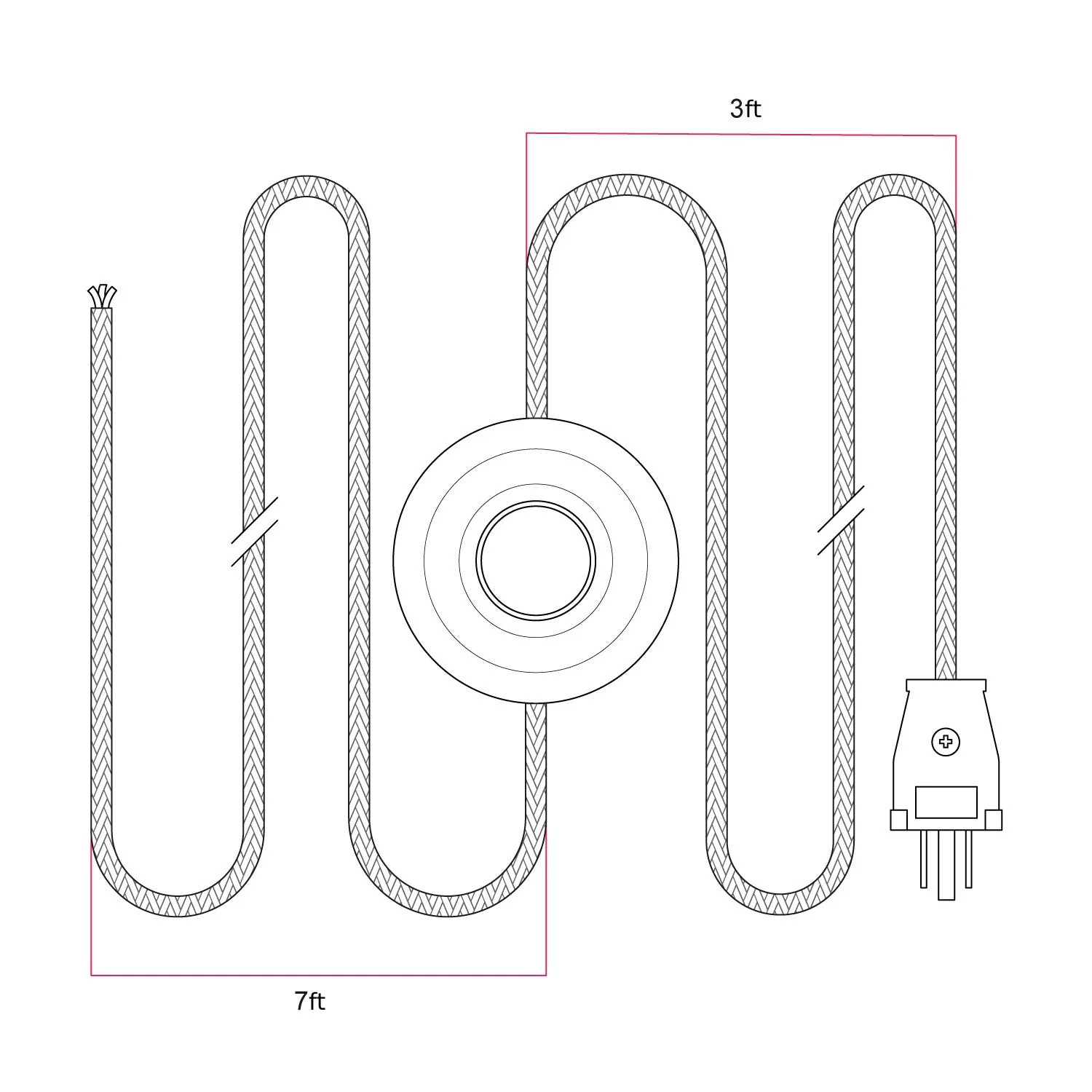 Anschlussleitung für Lampe mit naturfarbenem Jutekabel 10 ft - Image 3