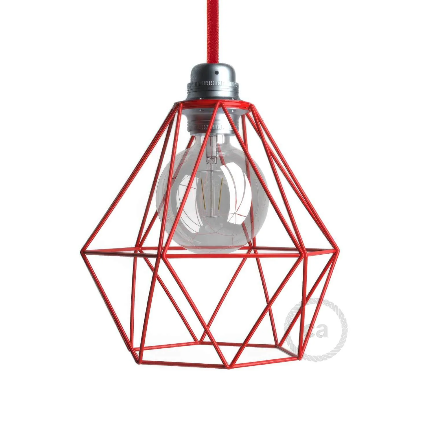 Metallschirm-Käfig Diamond mit E27-Fassung – Rot