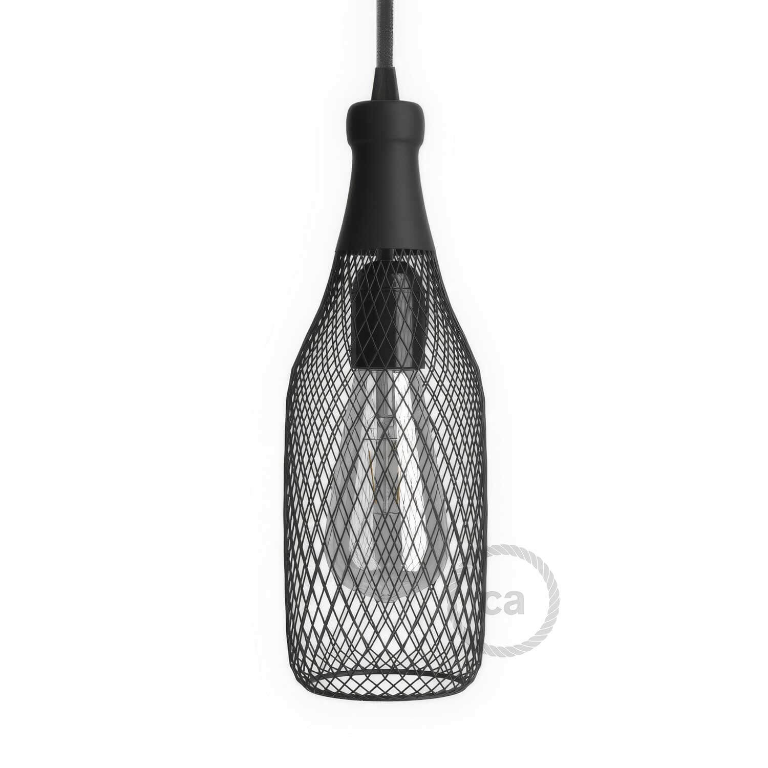 Lampenschirm-Käfig Magnum-Flasche aus Metall – Schwarz
