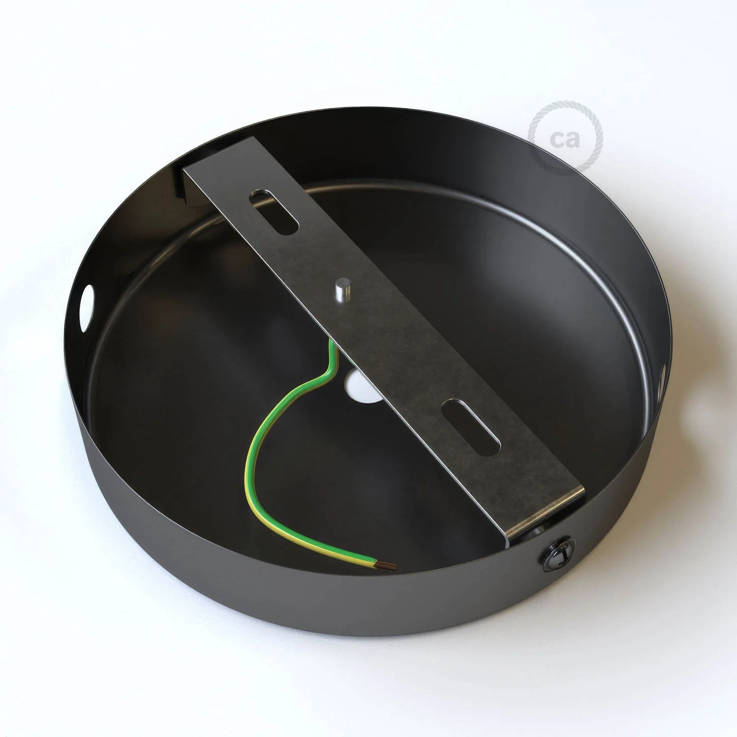 Zylindrischer Baldachin-Bausatz aus Metall mit 1 zentralem und 2 seitlichen Löchern – Perlschwarz - Image 9