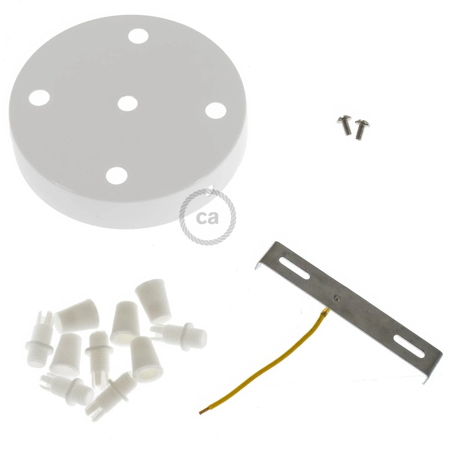 Kit zylindrischer Lampenbaldachin aus Metall mit 5 Löchern – Glänzend Weiß - Image 3