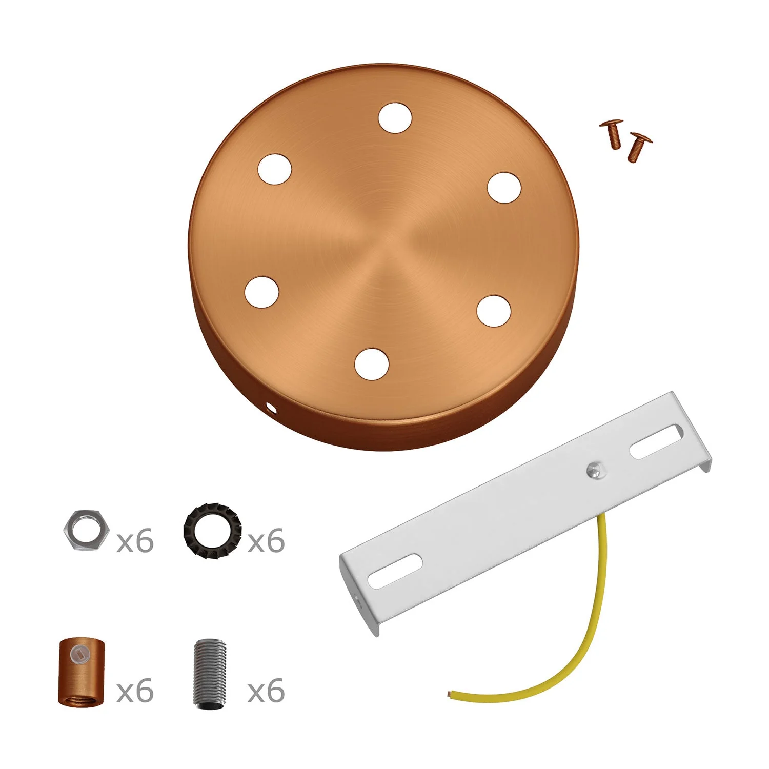 Kit Lampenbaldachin zylindrisch aus Metall mit 6 Löchern – Satin-Kupfer - Image 7