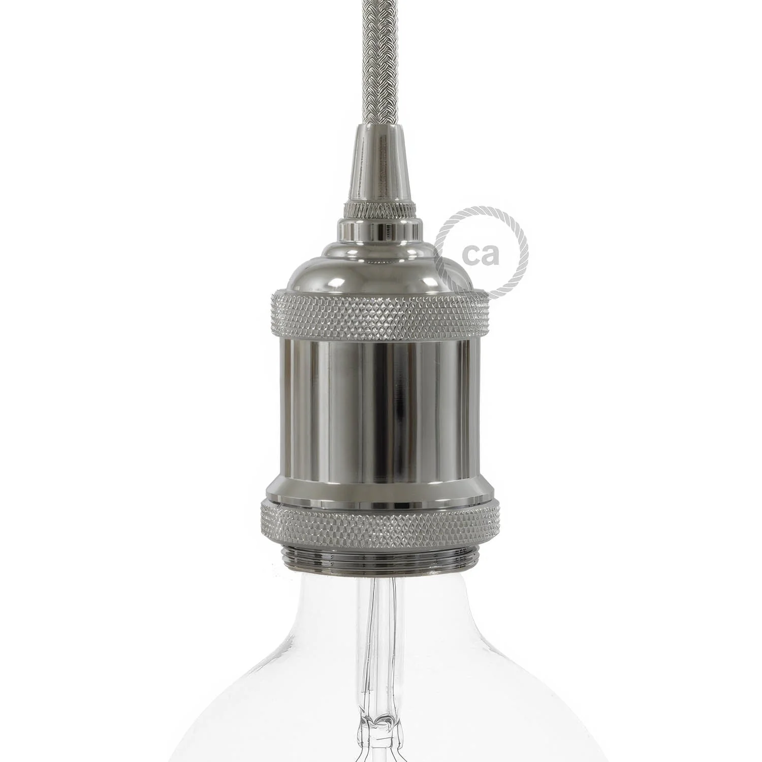 Kit Lampenfassungen E27 aus Vintage-Aluminium - Chrom