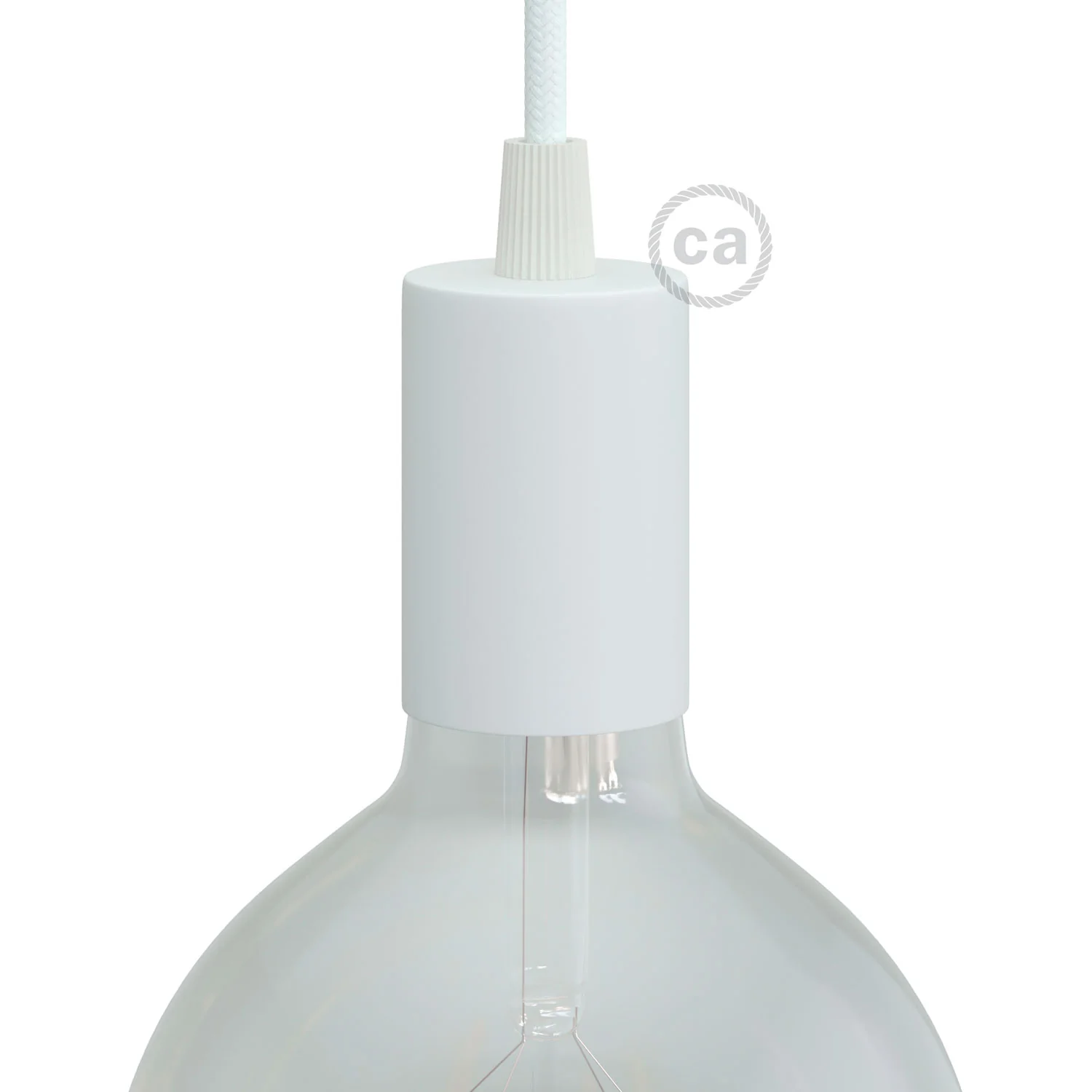 E27 Lampenfassung-Set, zylindrisch aus Metall – Mattweiß