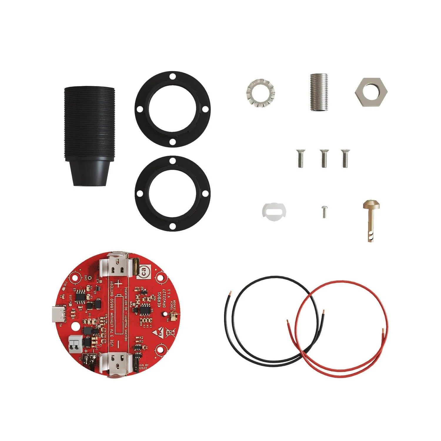 Elektronischer Bausatz für batteriebetriebene 5V‑USB‑C‑Lampen mit E14‑Lampenfassungen mit Gewinde – Schwarz