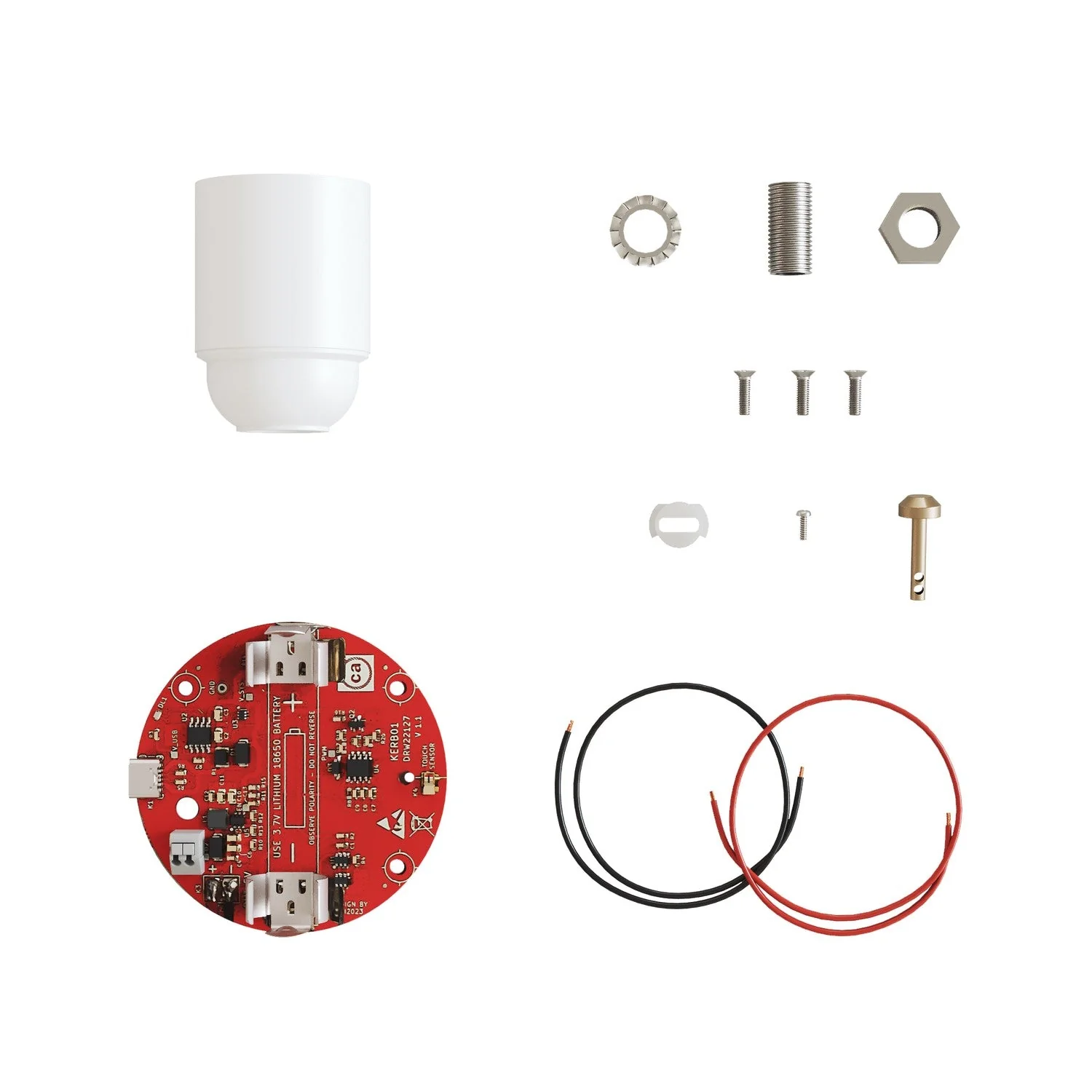 Elektronischer Bausatz für batteriebetriebene 5V-USB‑C‑Lampen mit glatten E27-Lampenfassungen – Weiß