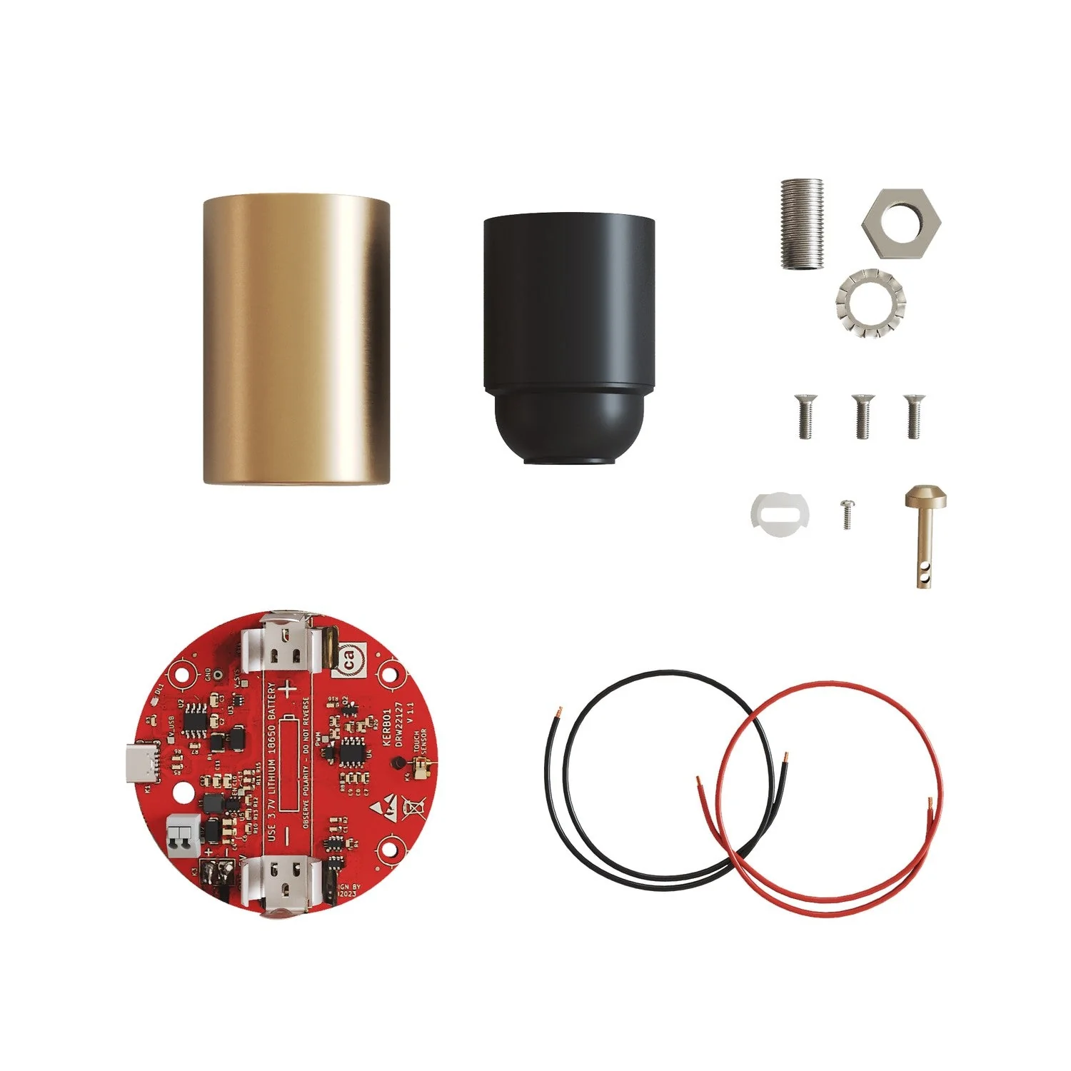 Elektronischer Bausatz für batteriebetriebene 5V‑USB‑C‑Lampen mit E27‑Lampenfassungen – Satiniertes Bronze