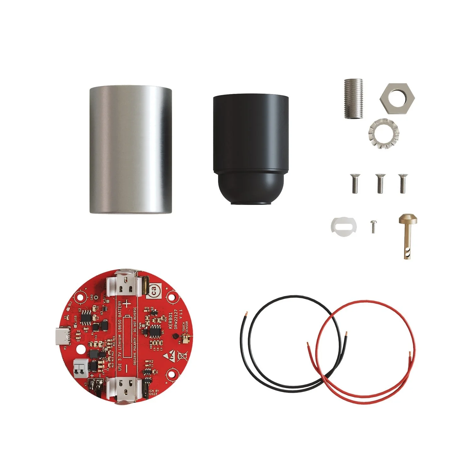 Elektronischer Bausatz für batteriebetriebene 5V‑USB‑C‑Lampen mit E27‑Lampenfassungen – Satiniertes Titan