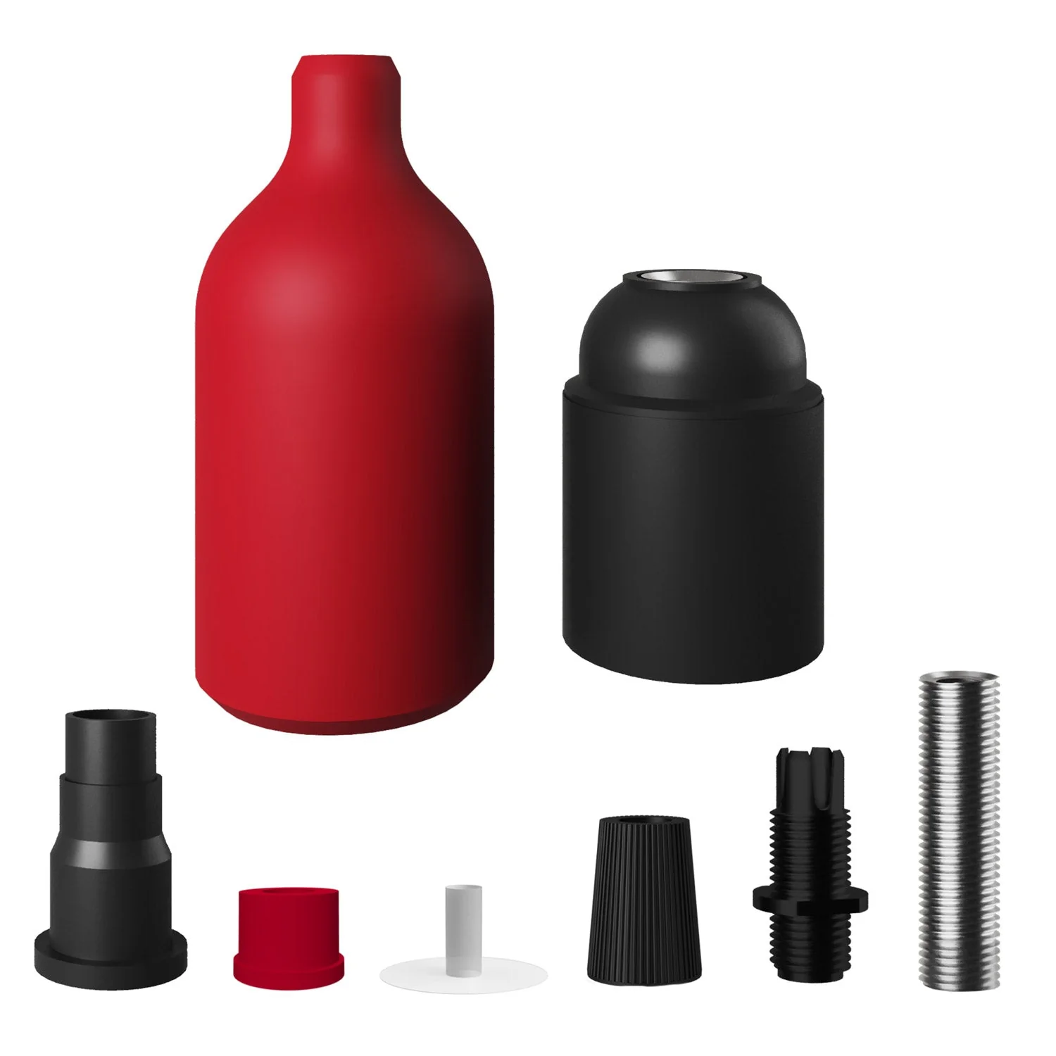 E27 Lampenfassung-Kit aus Silikon mit versteckter Zugentlastung – Rot - Image 2