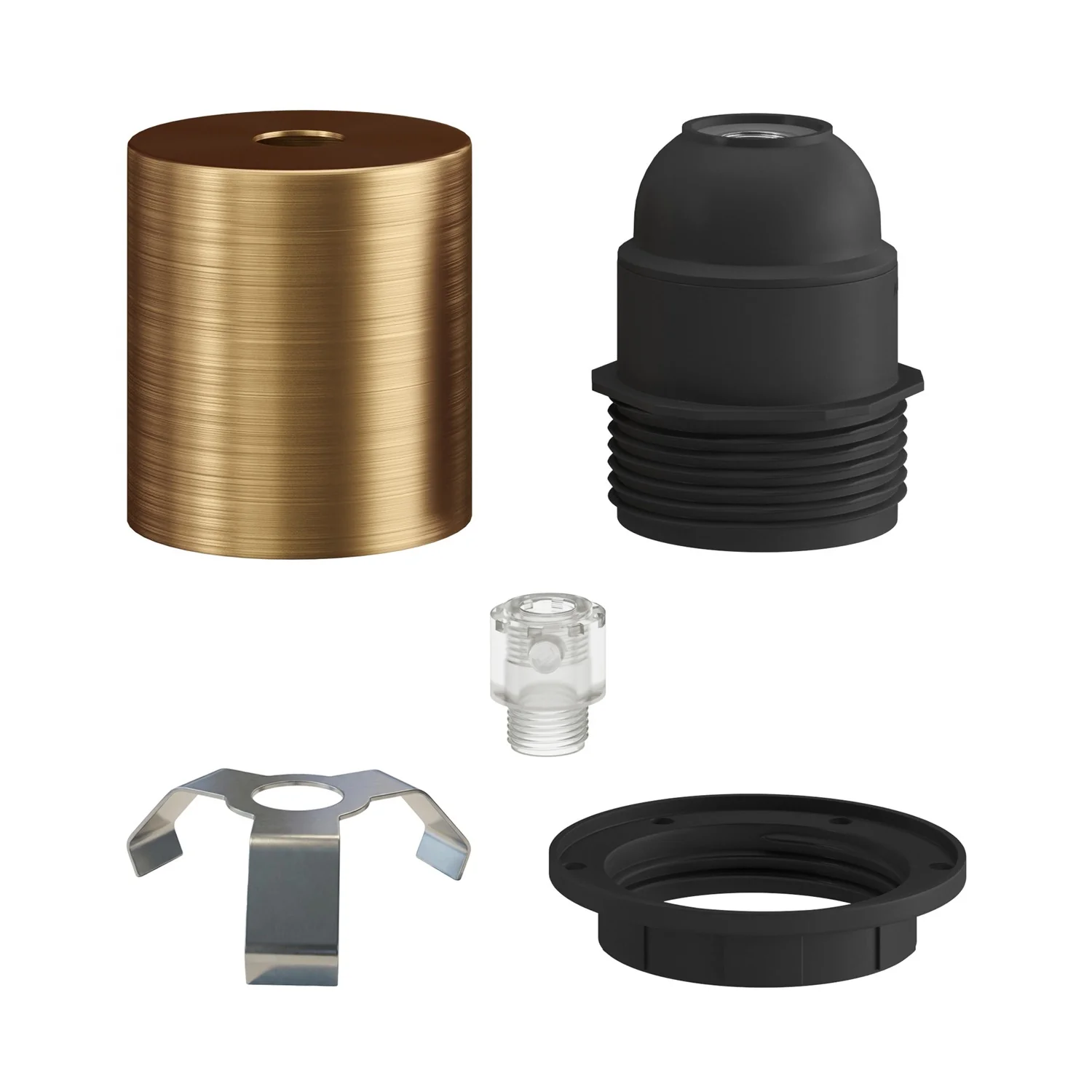 E27-Fassungs-Kit, halbgewindet aus Metall mit verdeckter Zugentlastung – Satin-Bronze - Image 2