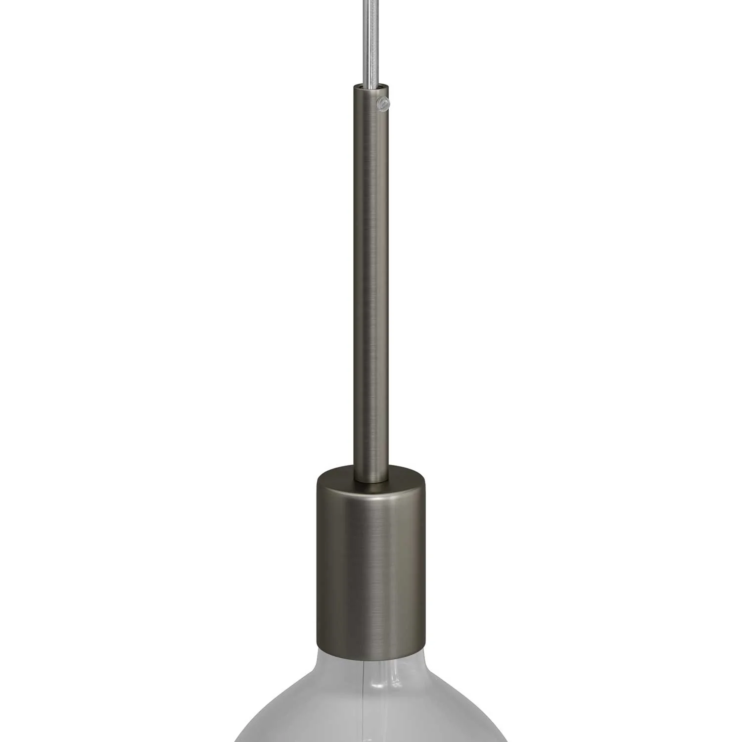 Zylindrisches E27 Lampenfassung-Kit aus Metall mit 15 cm Kabelverschraubung – Satiniertes Titan