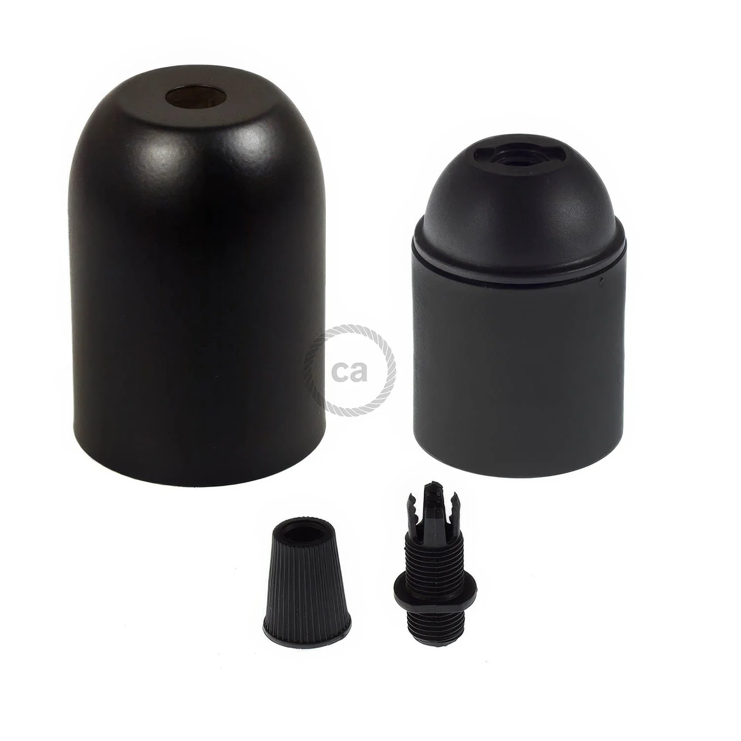 Kit Lampenfassungen E27 halbkugelförmig aus Metall - Schwarz - Image 2