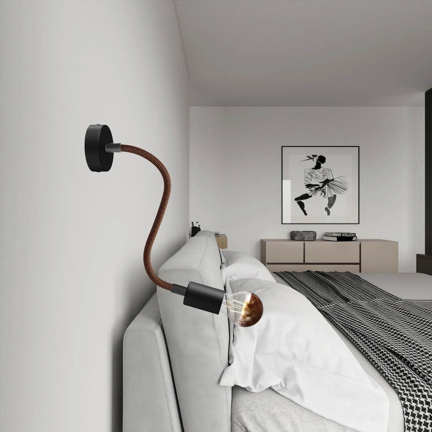 Creative Flex-Kit – flexibles Verlängerungsrohr, bezogen mit Stoff RZ22 Schwarz Whiskey und Metallendstücken - Image 13