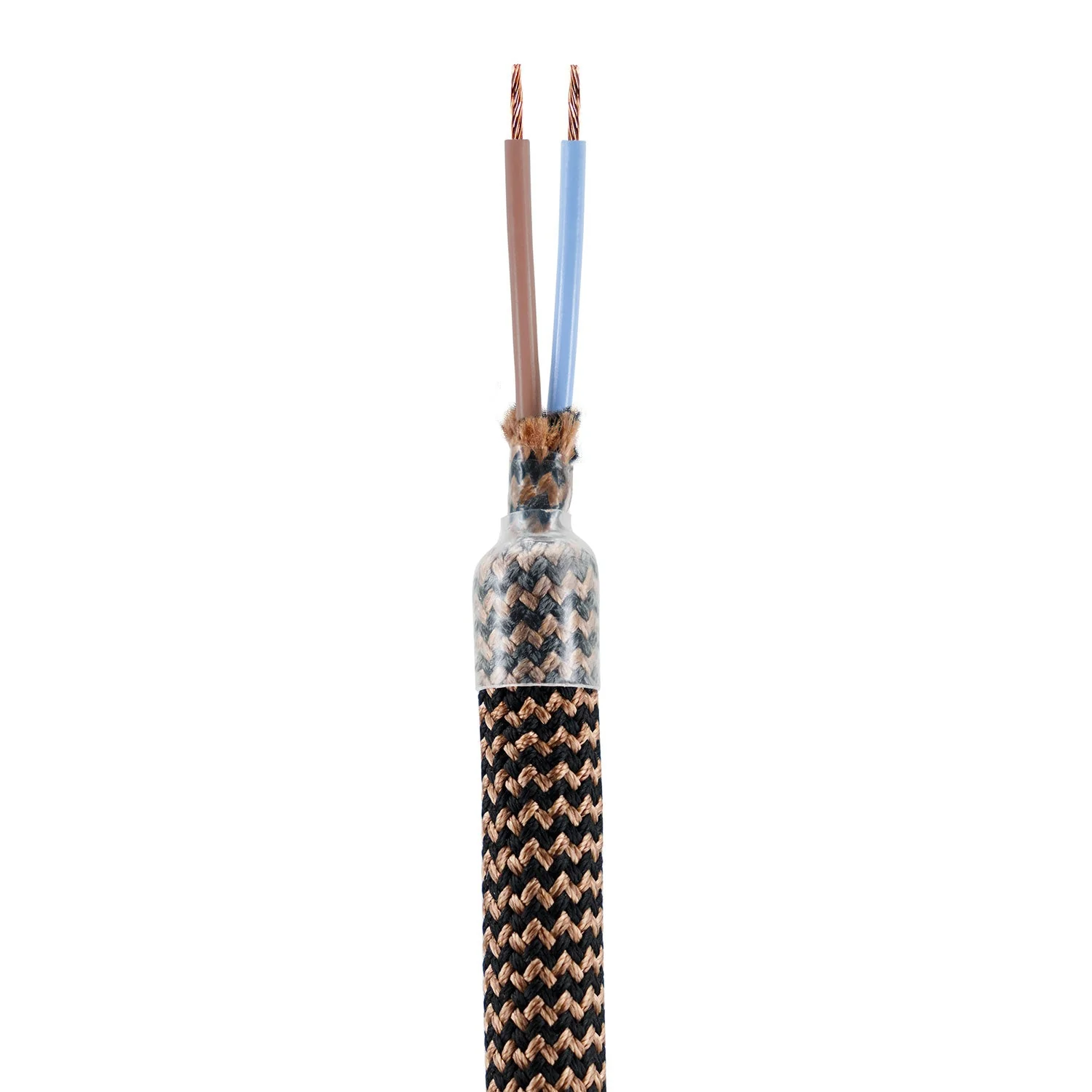 Creative Flex-Kit – flexibles Verlängerungsrohr, bezogen mit Stoff RZ22 Schwarz Whiskey und Metallendstücken - Image 2