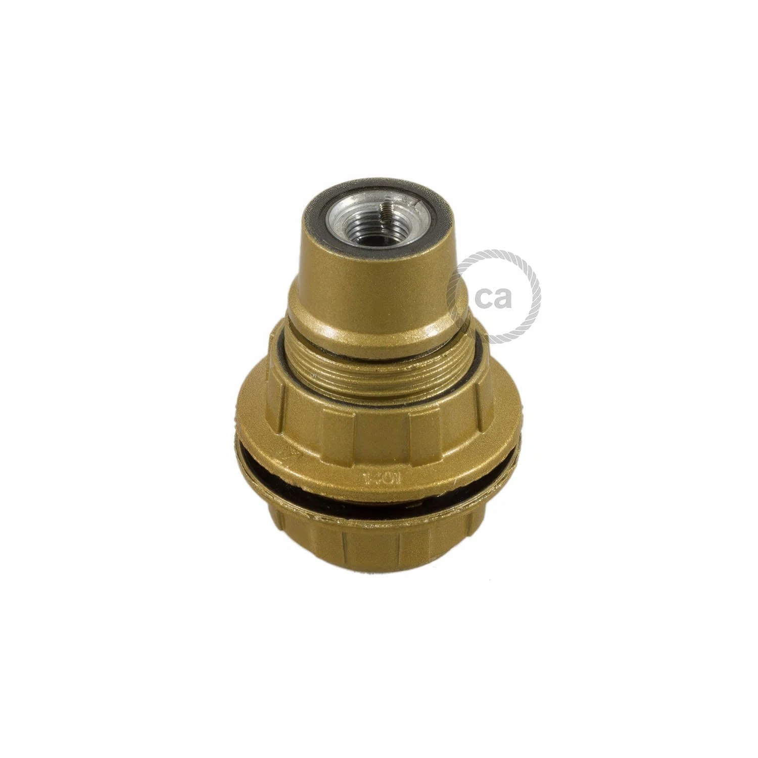 E14-Lampenfassung-Set aus Bakelit mit Doppelmutter für Lampenschirm – Gold