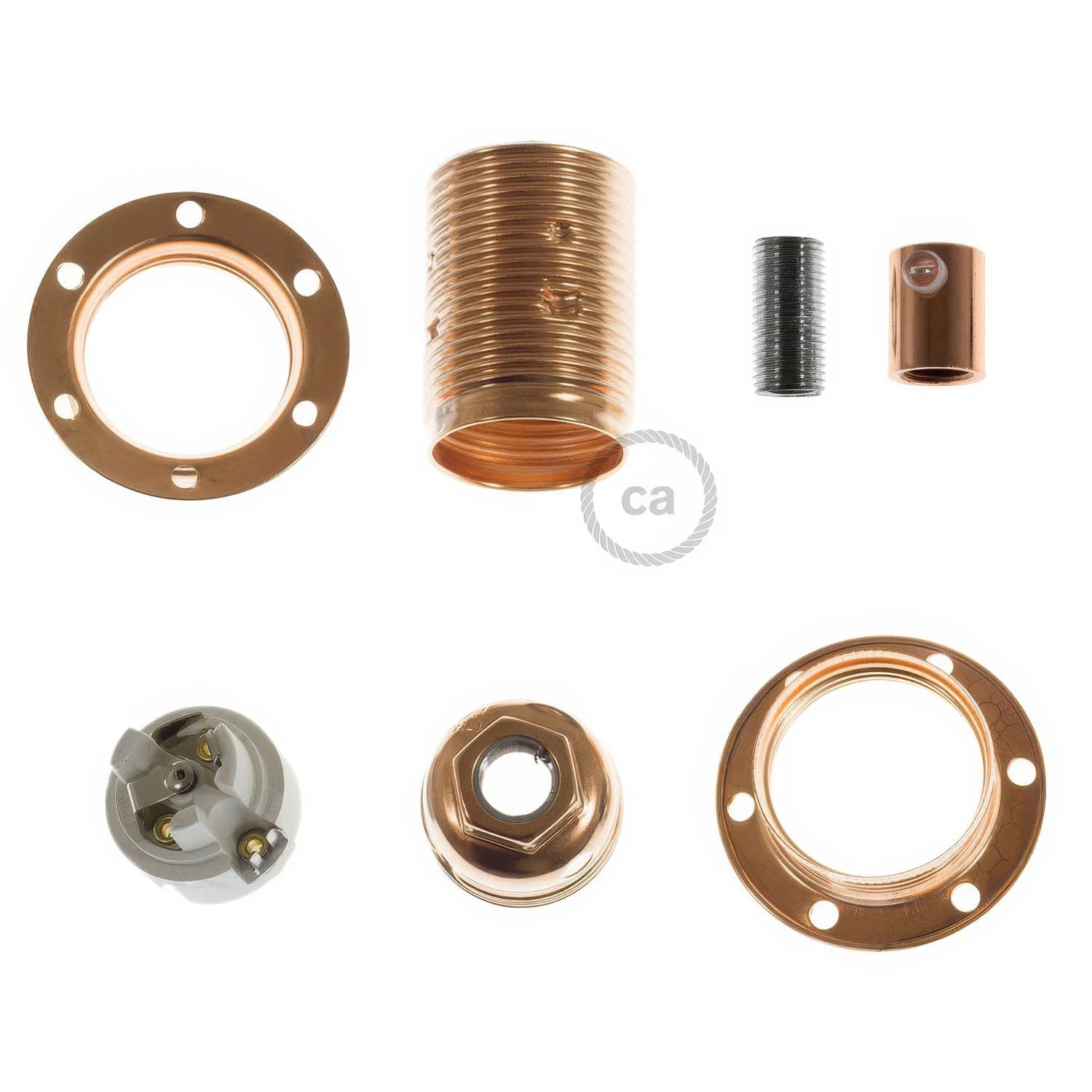 E14-Lampenfassungssatz aus Metall mit Doppelmutter für Lampenschirm – Kupfer - Image 5