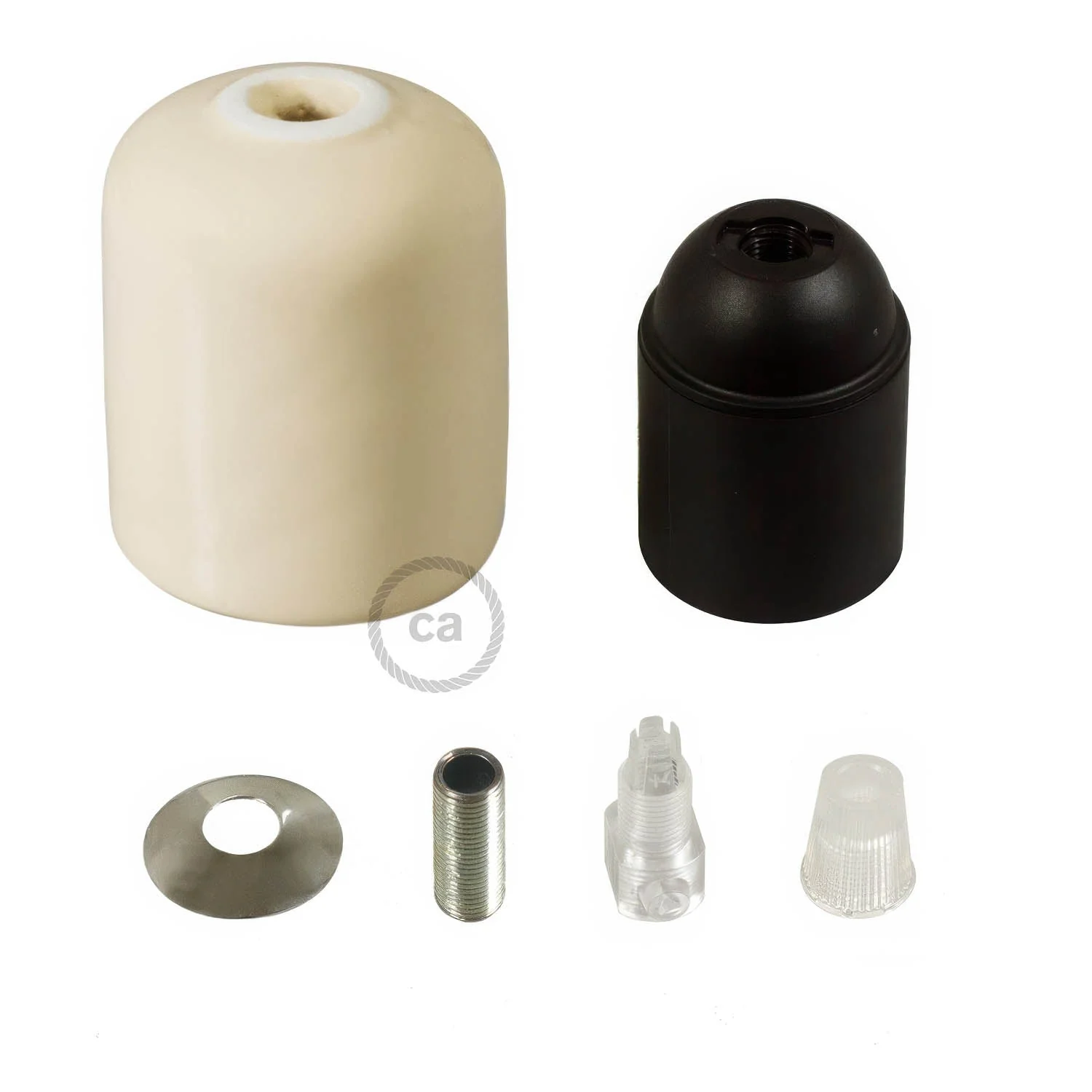 Kit E27 Lampenfassung aus Keramik – Elfenbein - Image 2