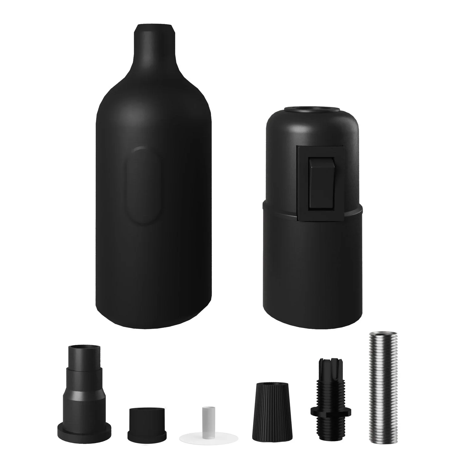 E27-Silikon-Fassungs-Kit mit verstecktem Schalter und Zugentlastung – Schwarz - Image 2