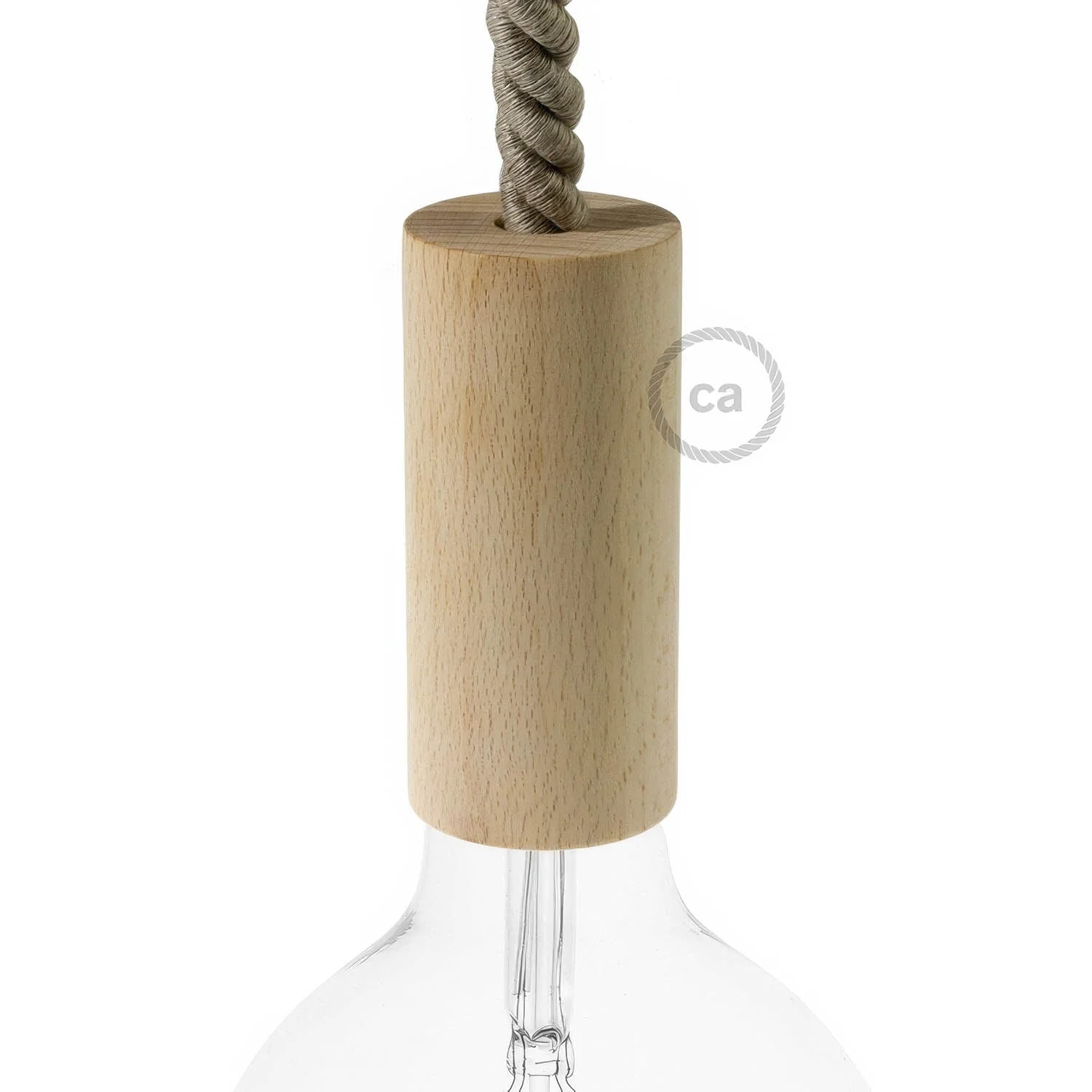 Holz-Lampenfassung E27 für XL-Kordel – Neutral